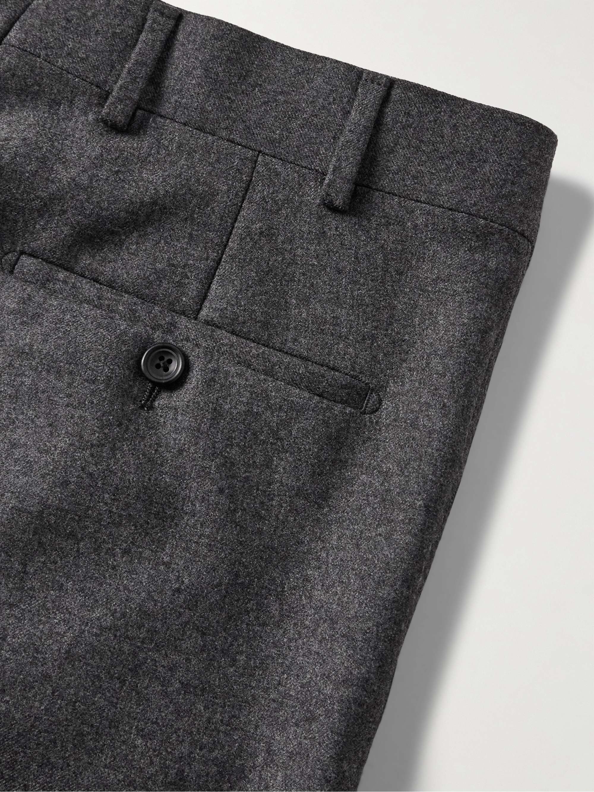 Slim-Fit Straight-Leg Pleated Wool Trousers view
