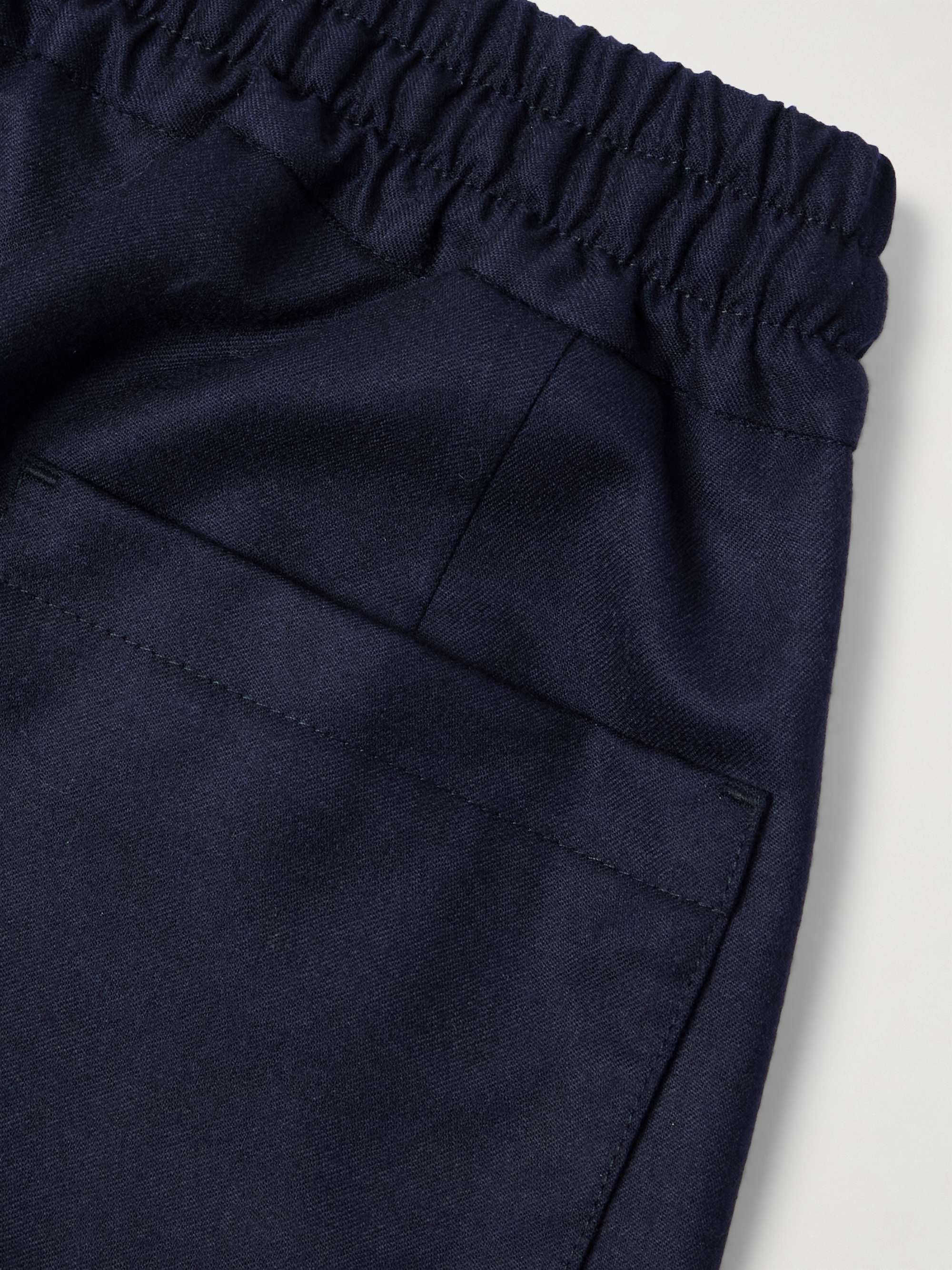 Tapered Wool-Flannel Drawstring Trousers view