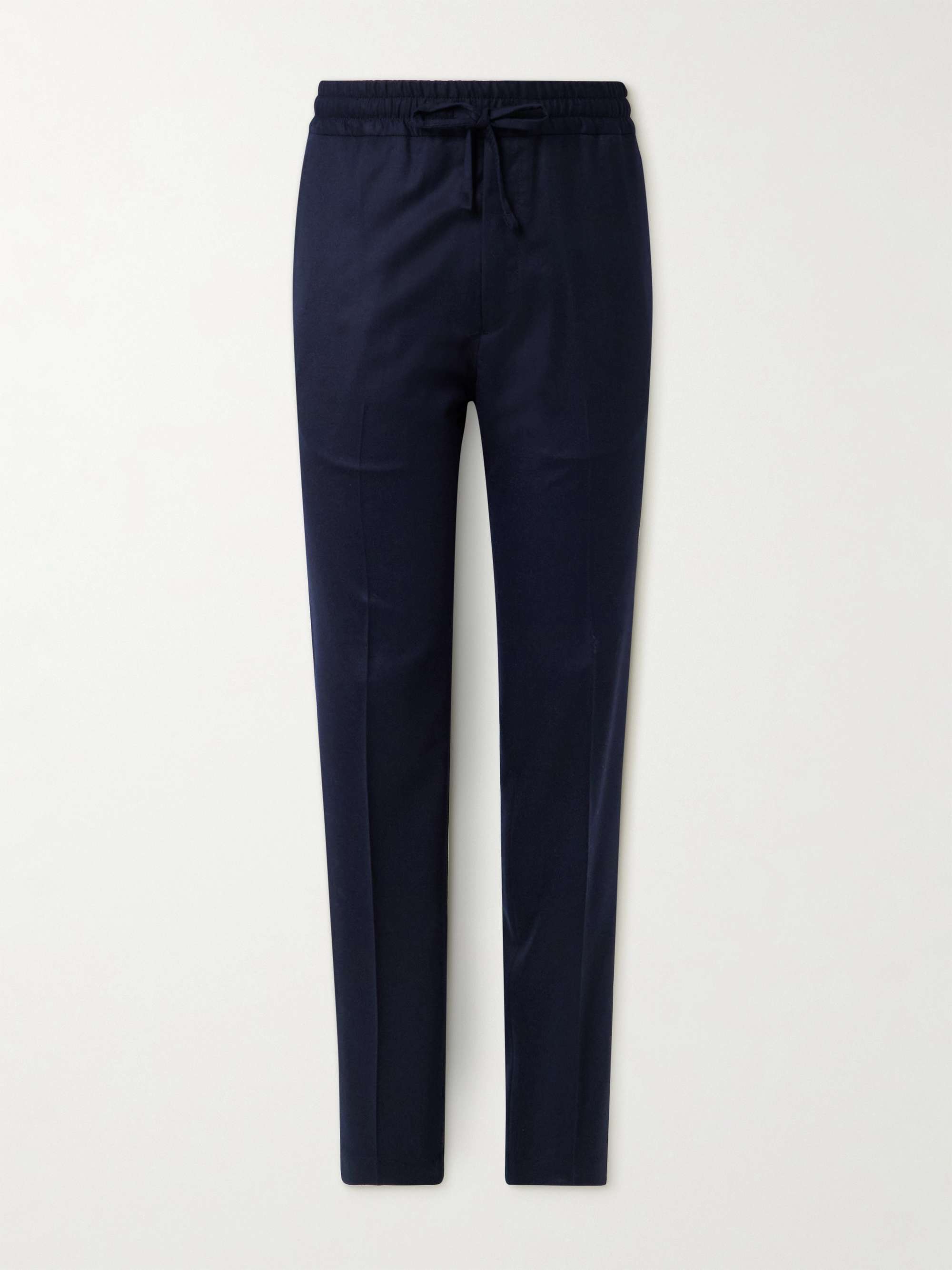 Tapered Wool-Flannel Drawstring Trousers view