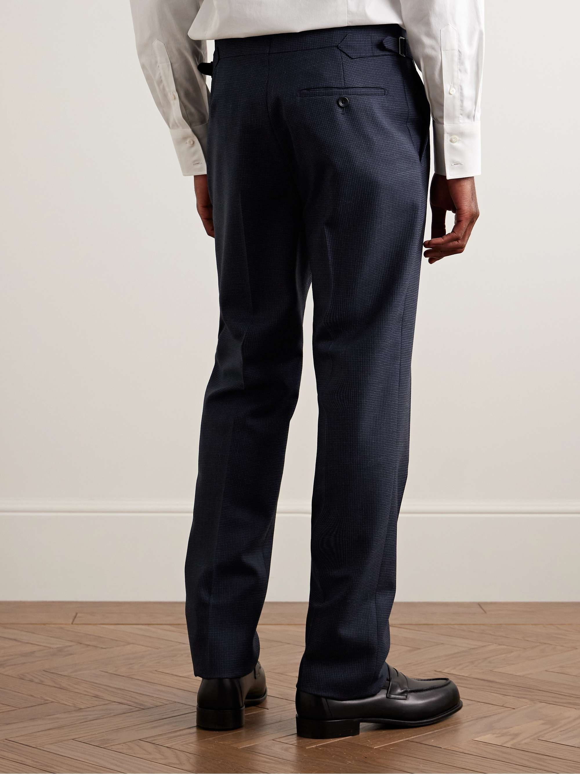 Slim-Fit Straight-Leg Puppytooth Wool Suit Trousers view