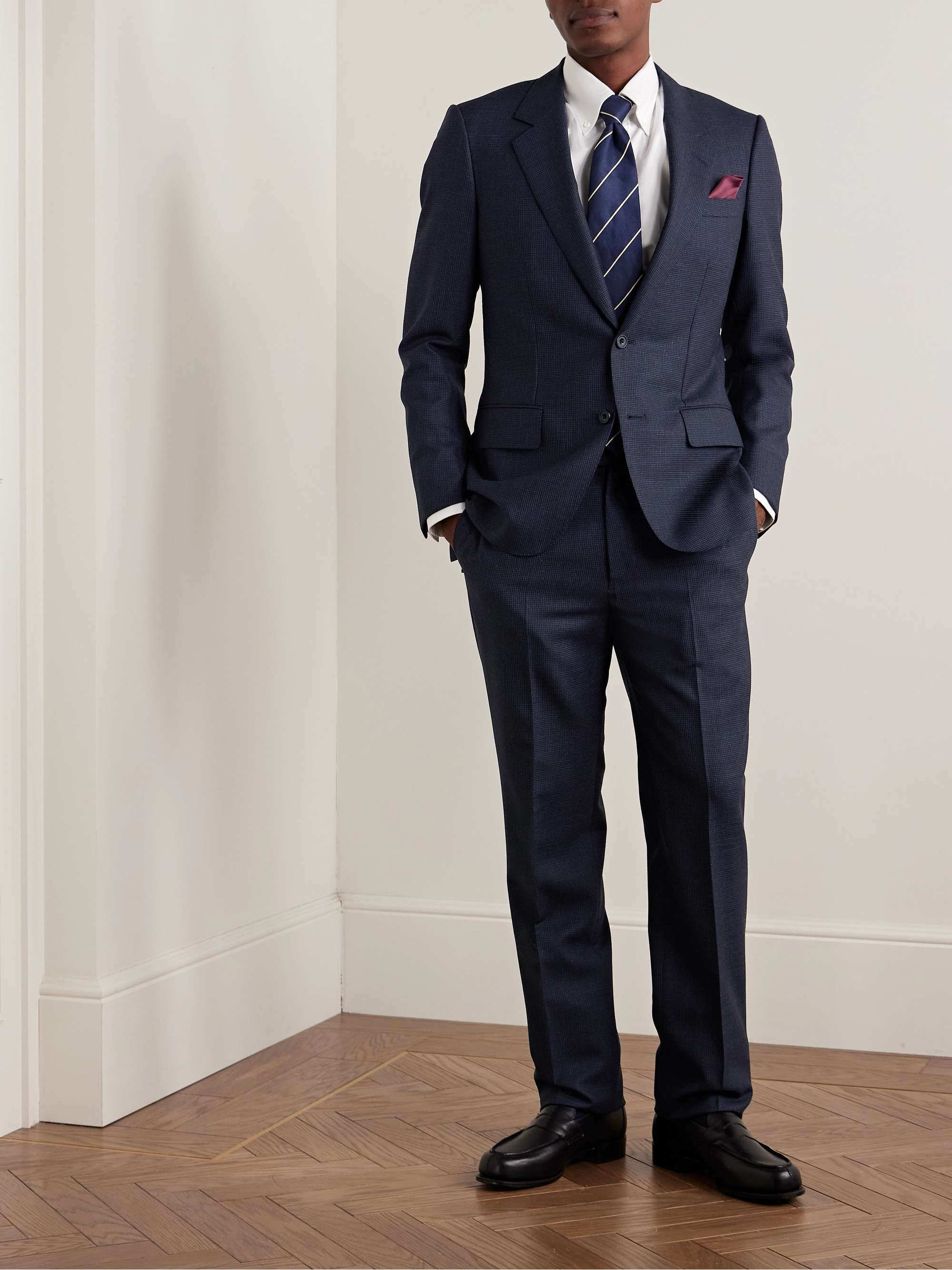 Slim-Fit Straight-Leg Puppytooth Wool Suit Trousers view