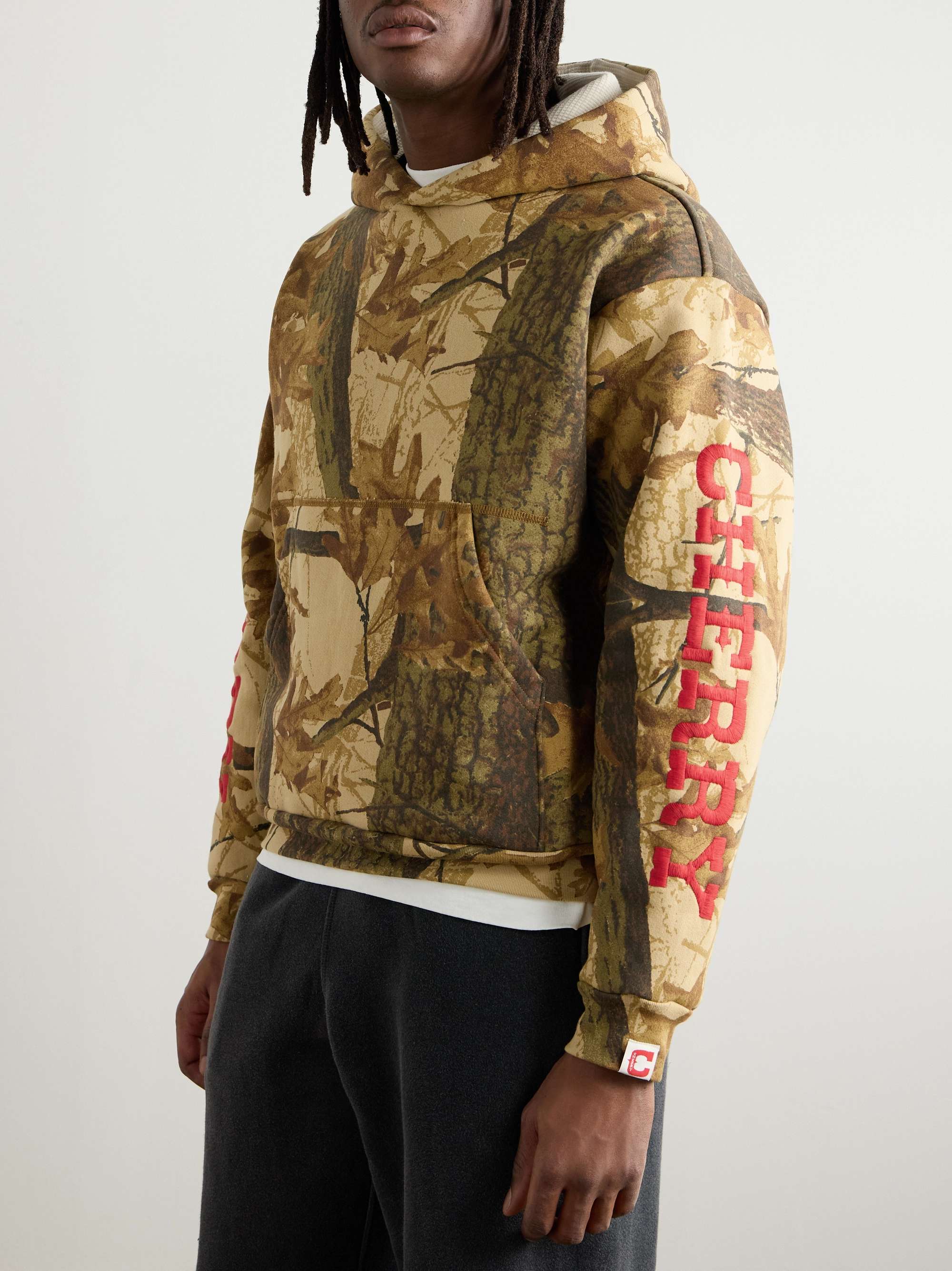 Logo-Embroidered Camouflage-Print Cotton-Jersey Hoodie view