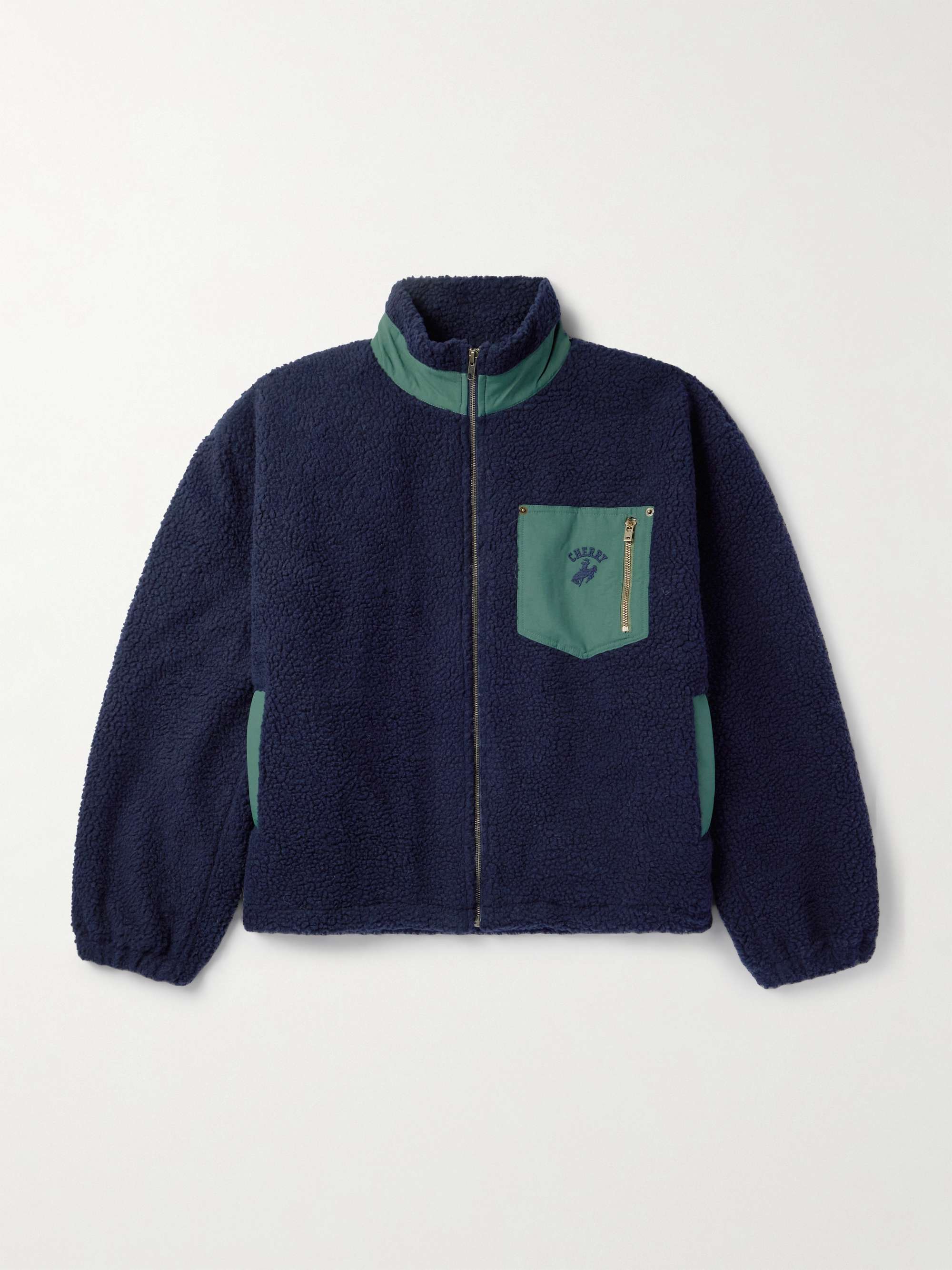Logo-Appliquéd Twill-Trimmed Cotton-Fleece Jacket view