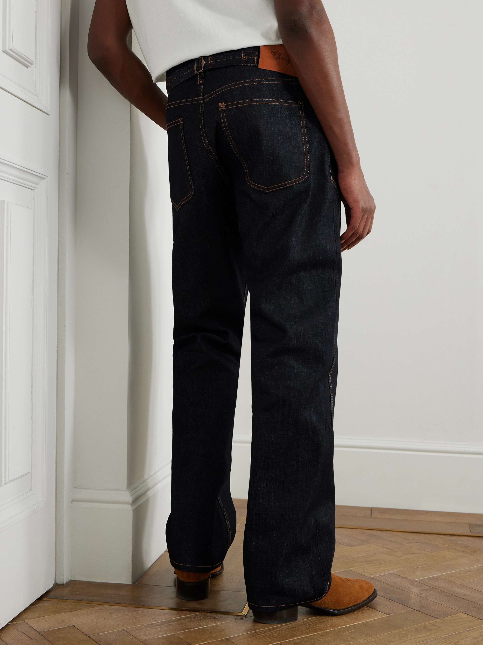 Straight-Leg Panelled Indigo-Dyed Jeans view