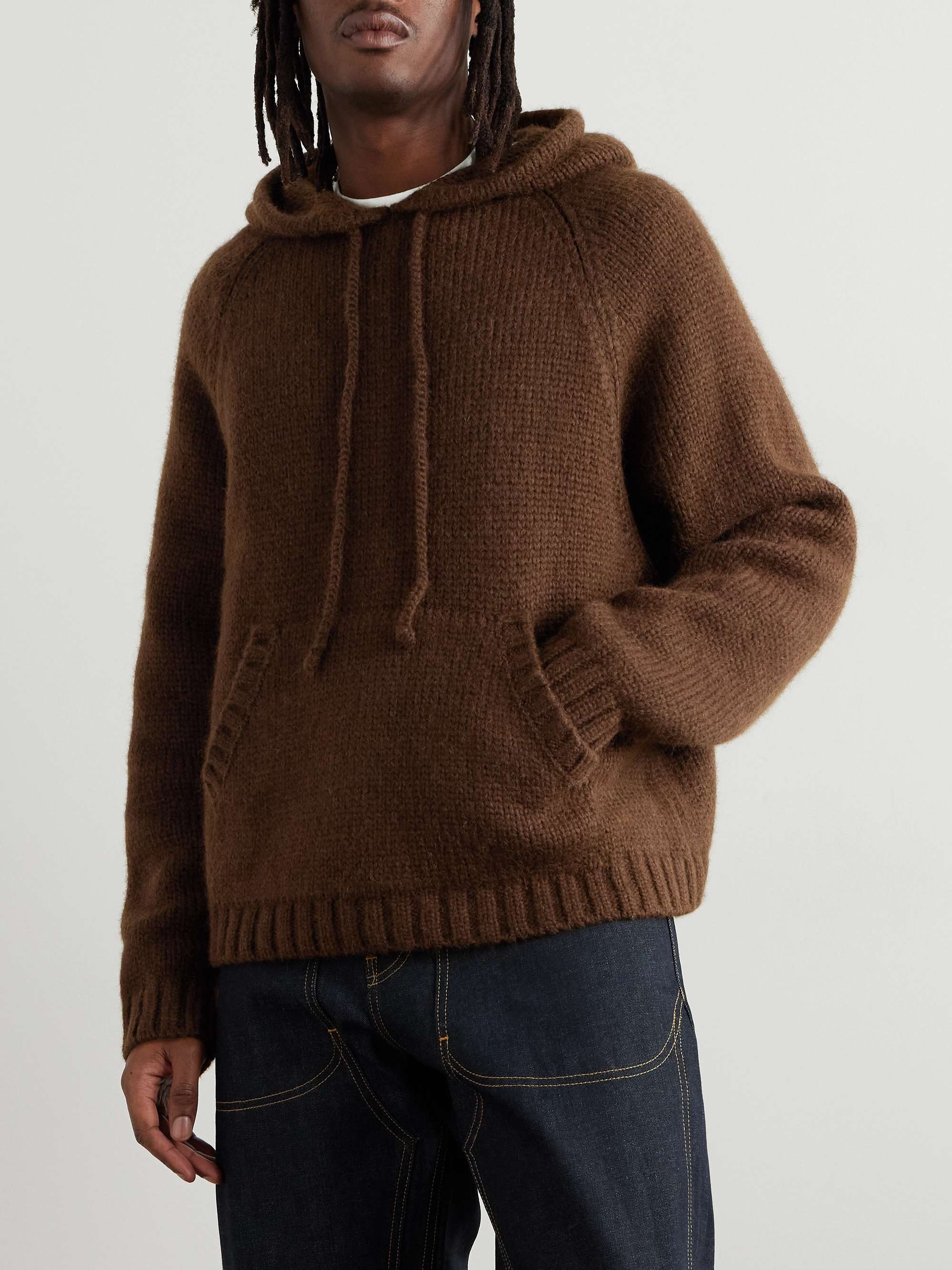 Logo-Embroidered Baby Alpaca and Wool-Blend Hoodie view