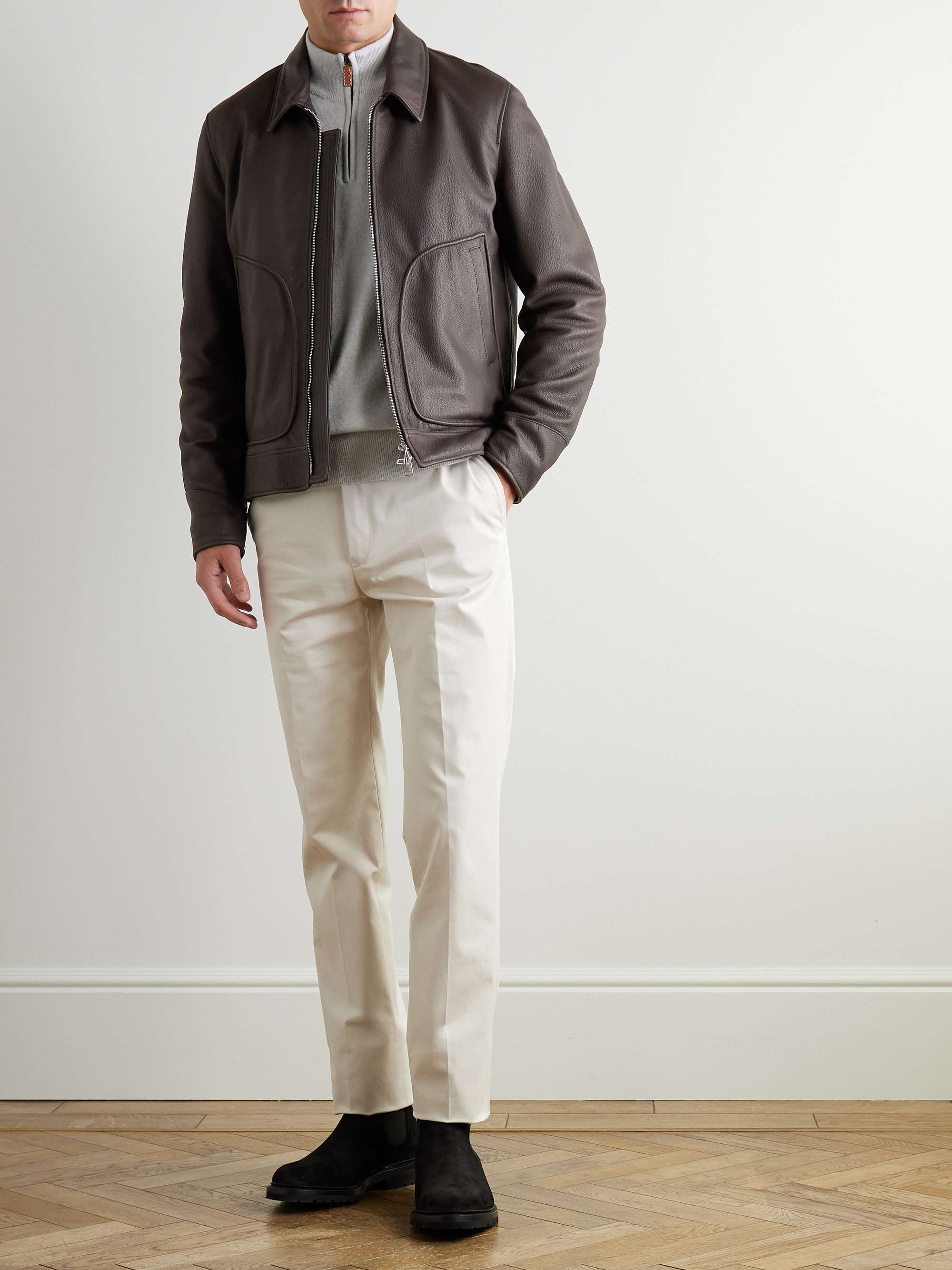 Padded Full-Grain Leather Jacket view
