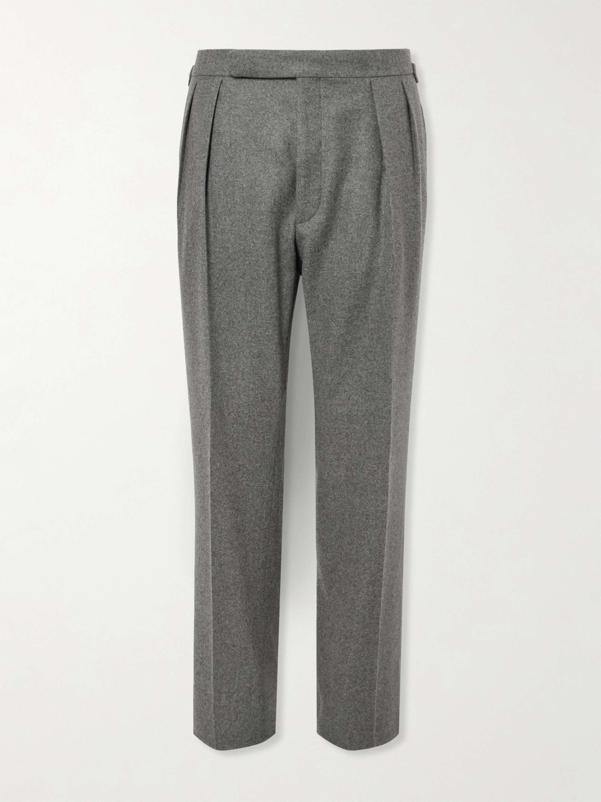 Gregory Straight-Leg Pleated Wool-Flannel Suit Trousers view