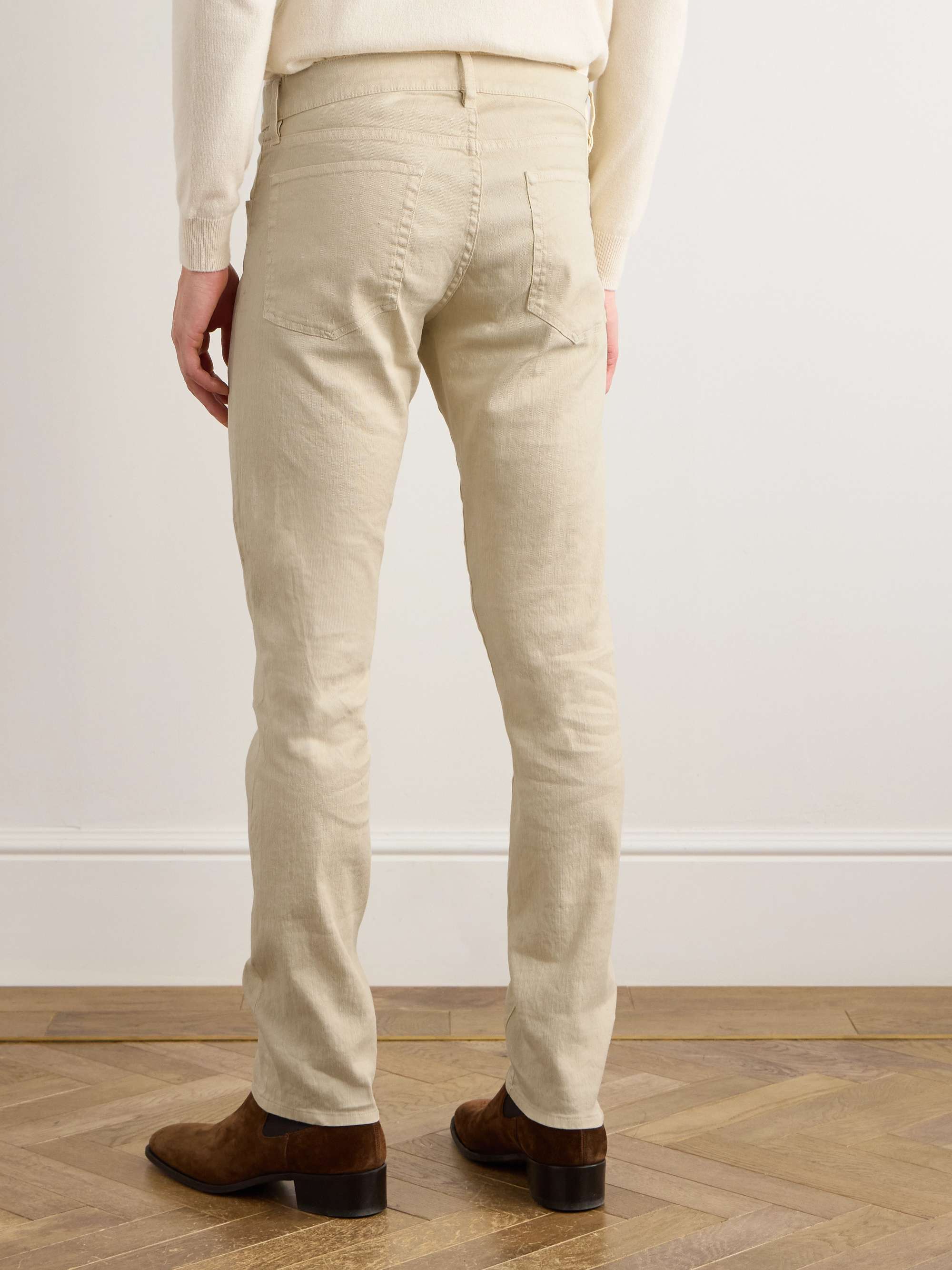 Slim-Leg Twill Trousers view