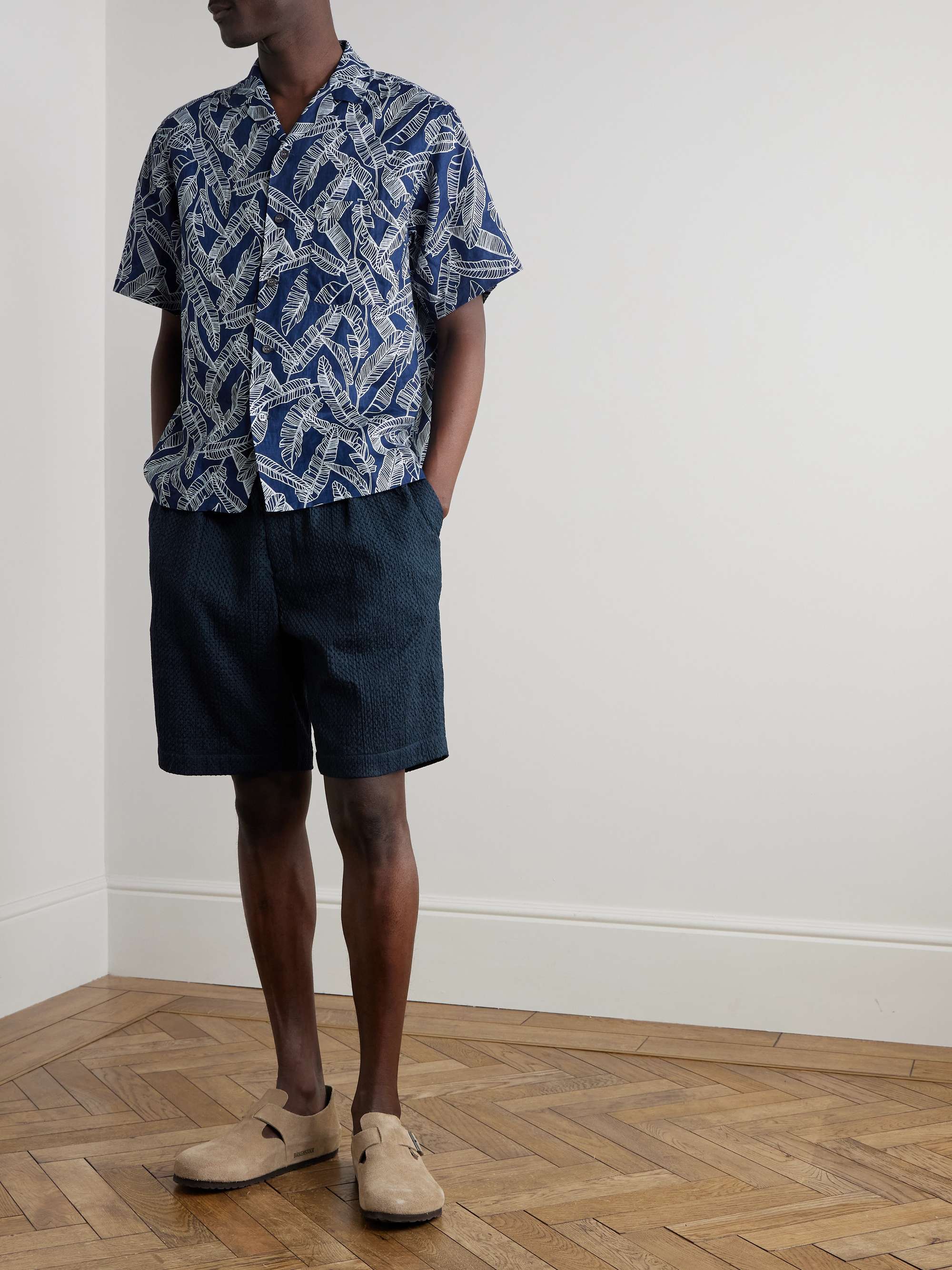 Gurkha Straight-Leg Belted Pleated Lace-Trimmed Cotton Shorts view