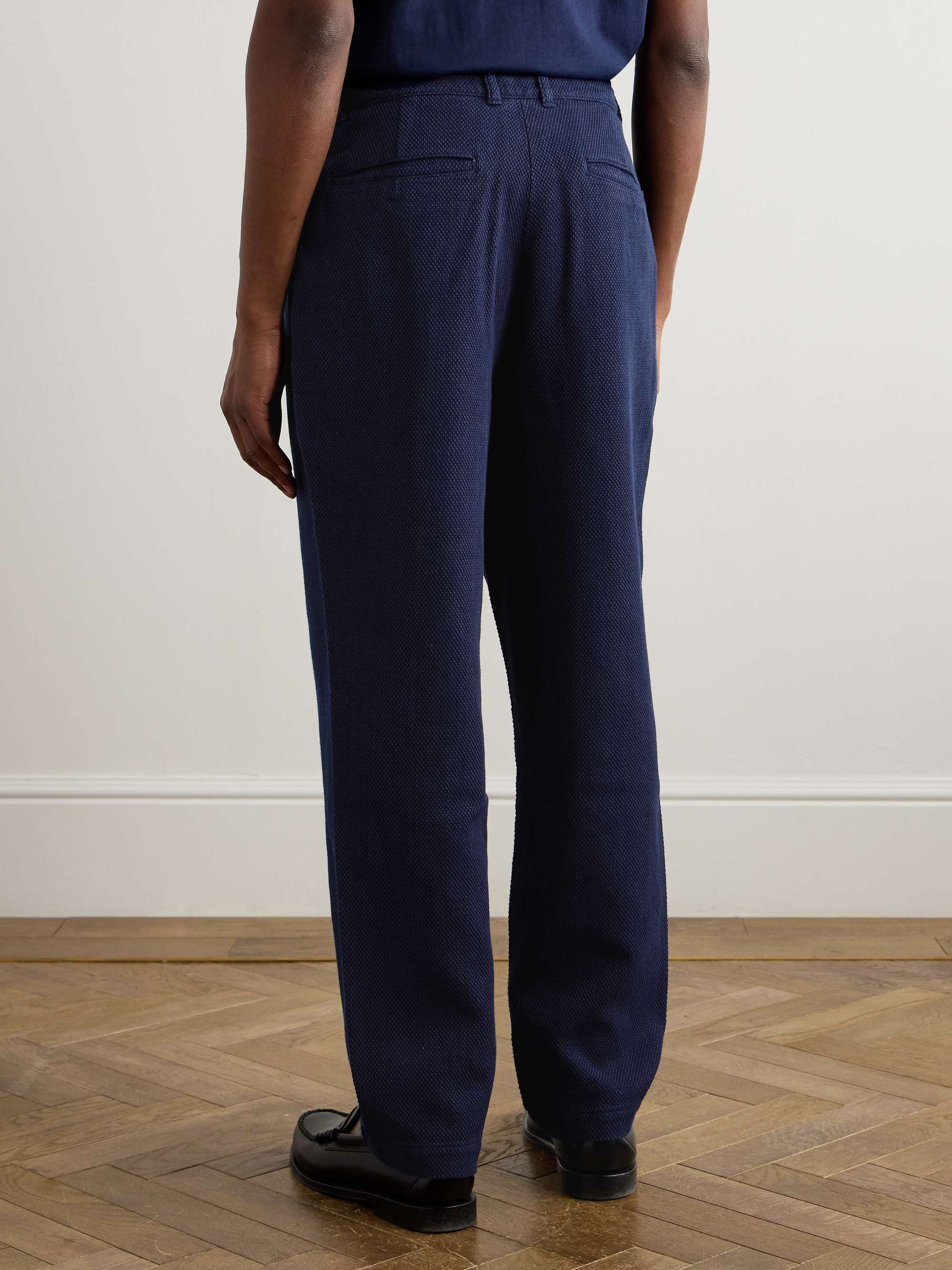 Tapered Pleated Cotton Trousers view