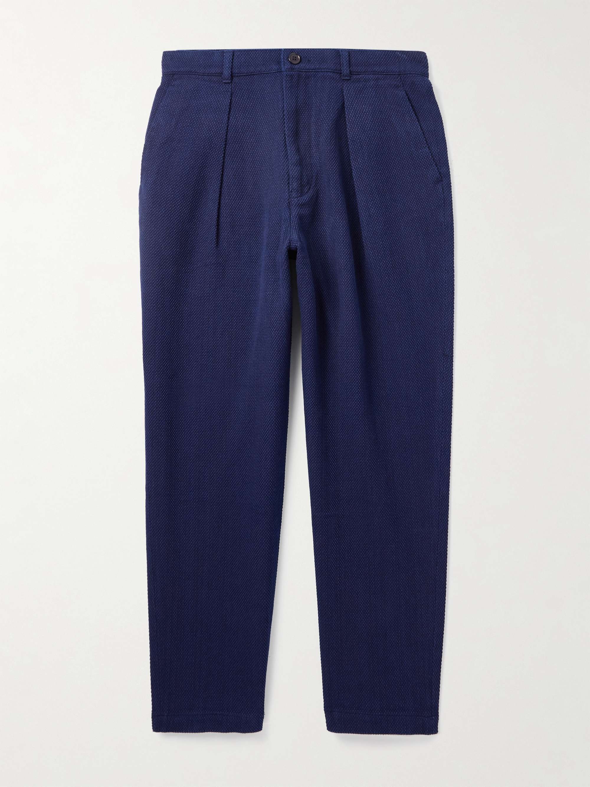 Tapered Pleated Cotton Trousers view