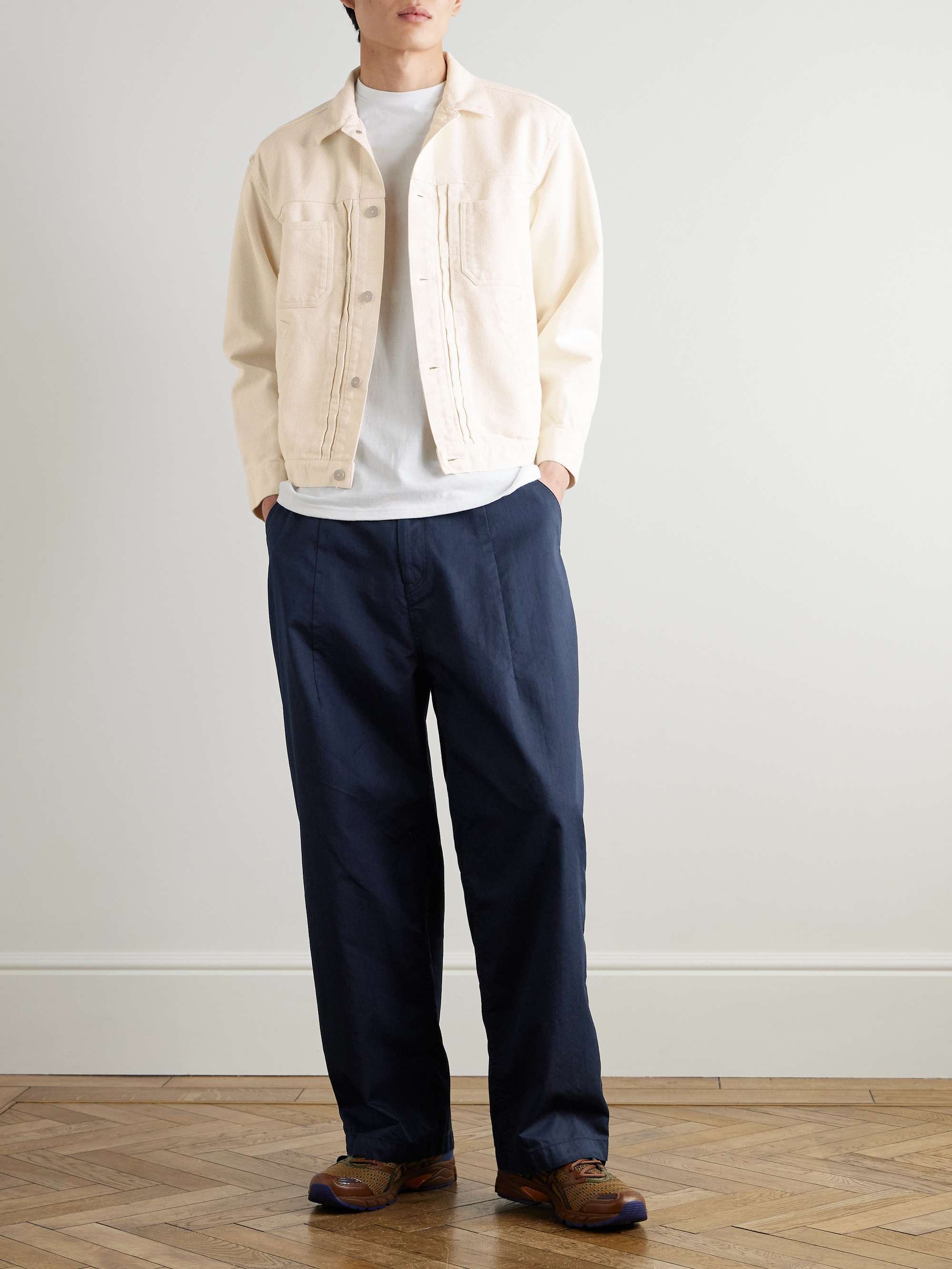Wide-Leg Cotton-Blend Trousers view