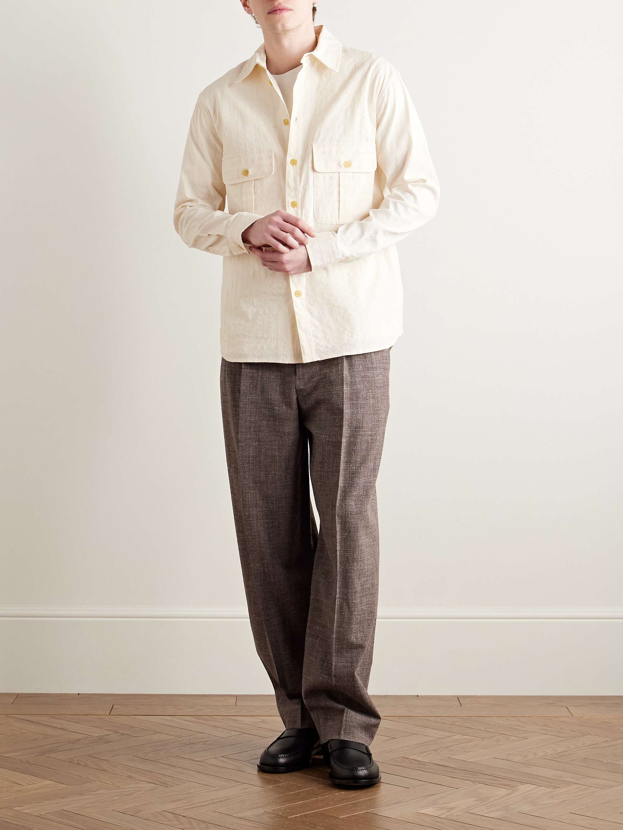 Field Striped Tumbled Cotton and Linen-Blend Shirt view