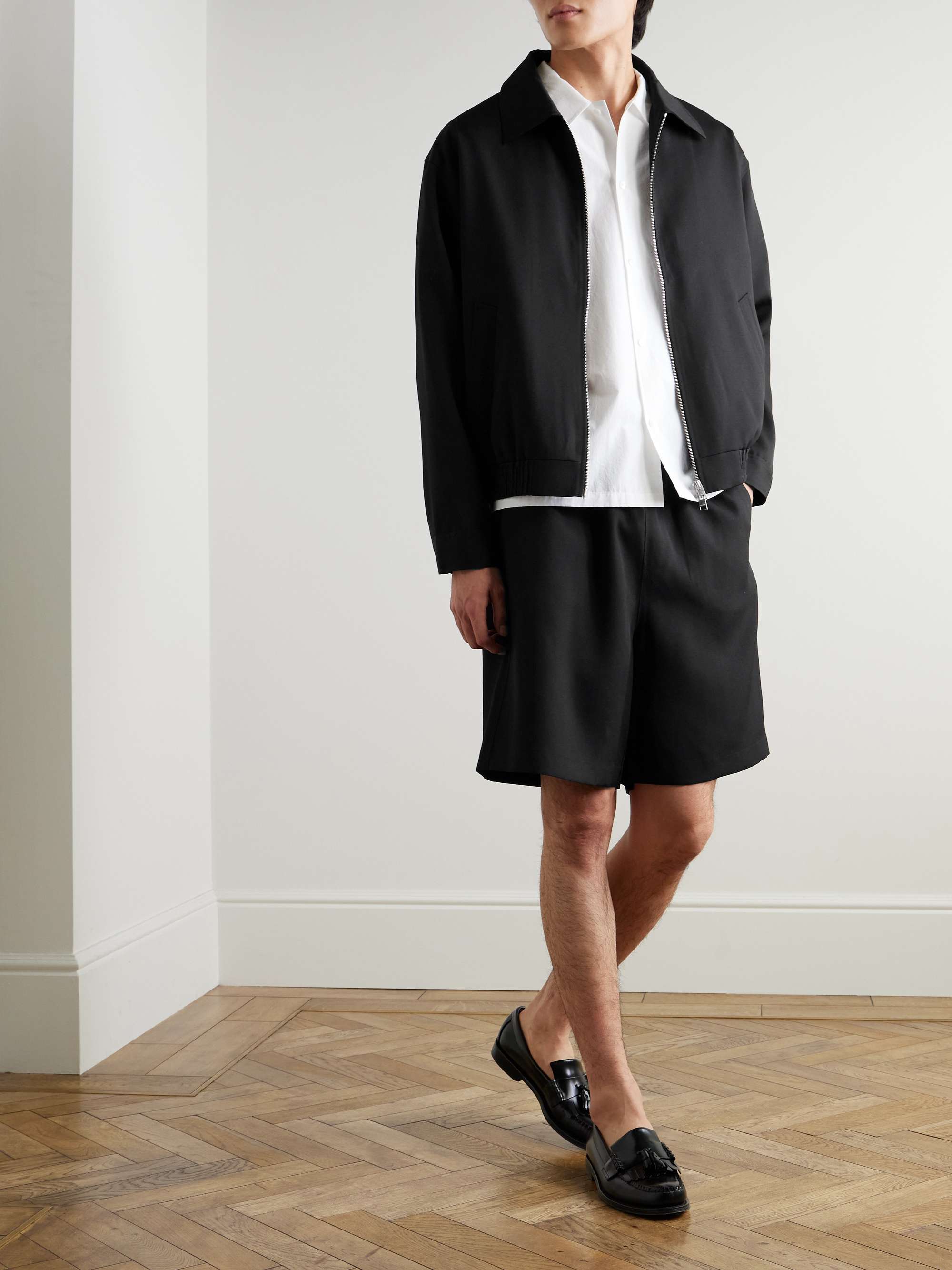 Wide-Leg Wool-Twill Shorts view