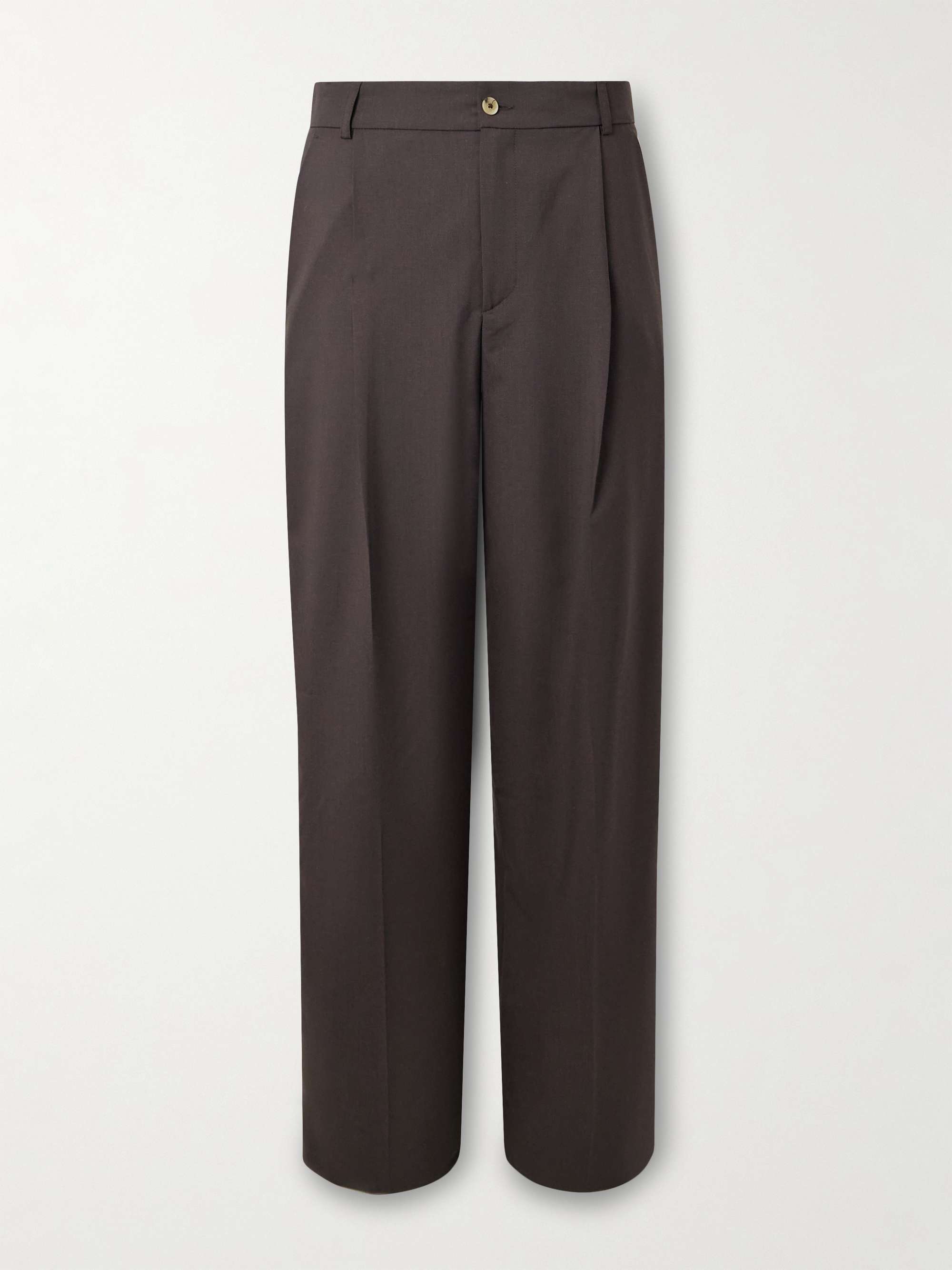 Wide-Leg Pleated Super 130s Wool Trousers view