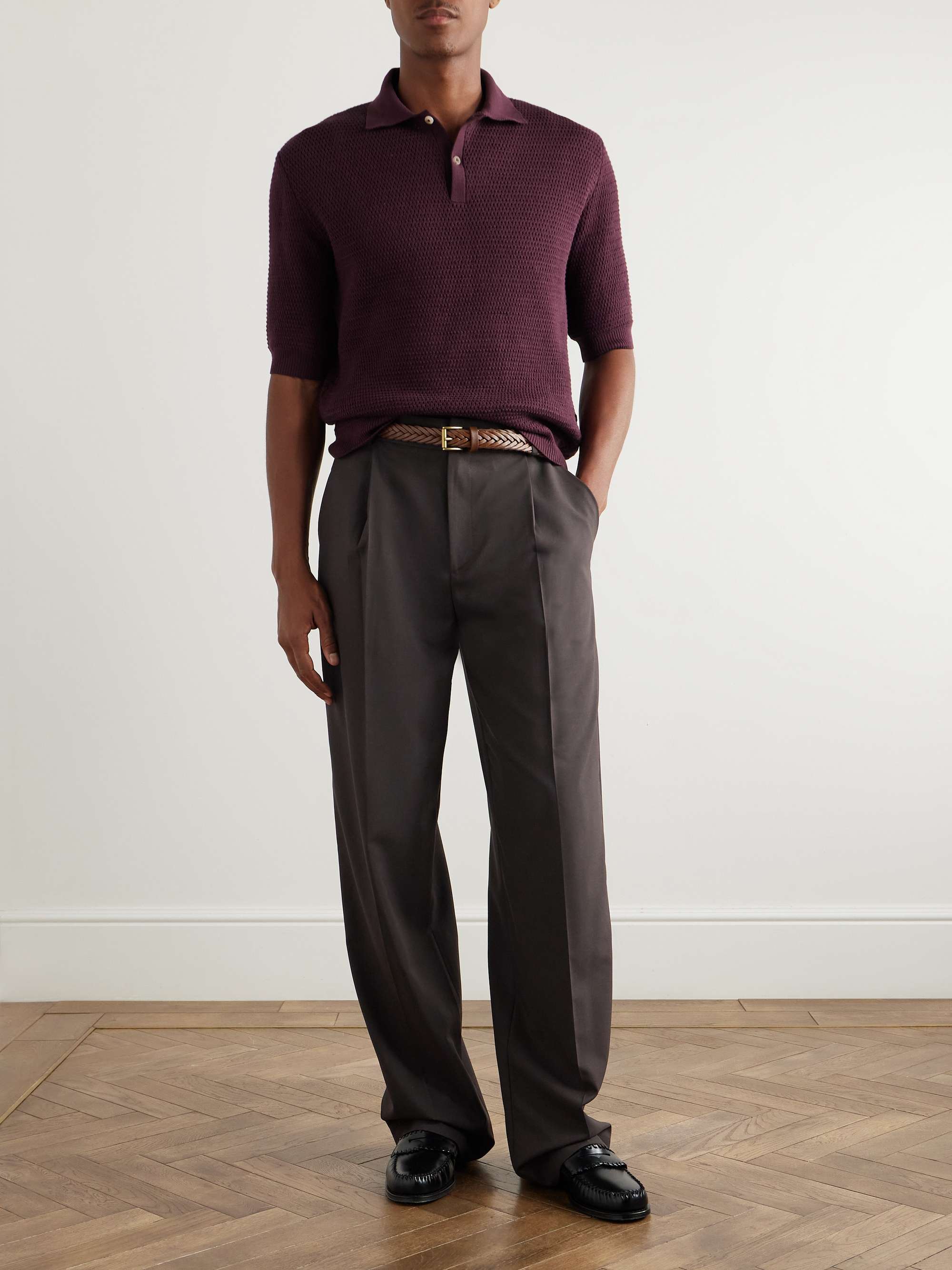 Wide-Leg Pleated Super 130s Wool Trousers view