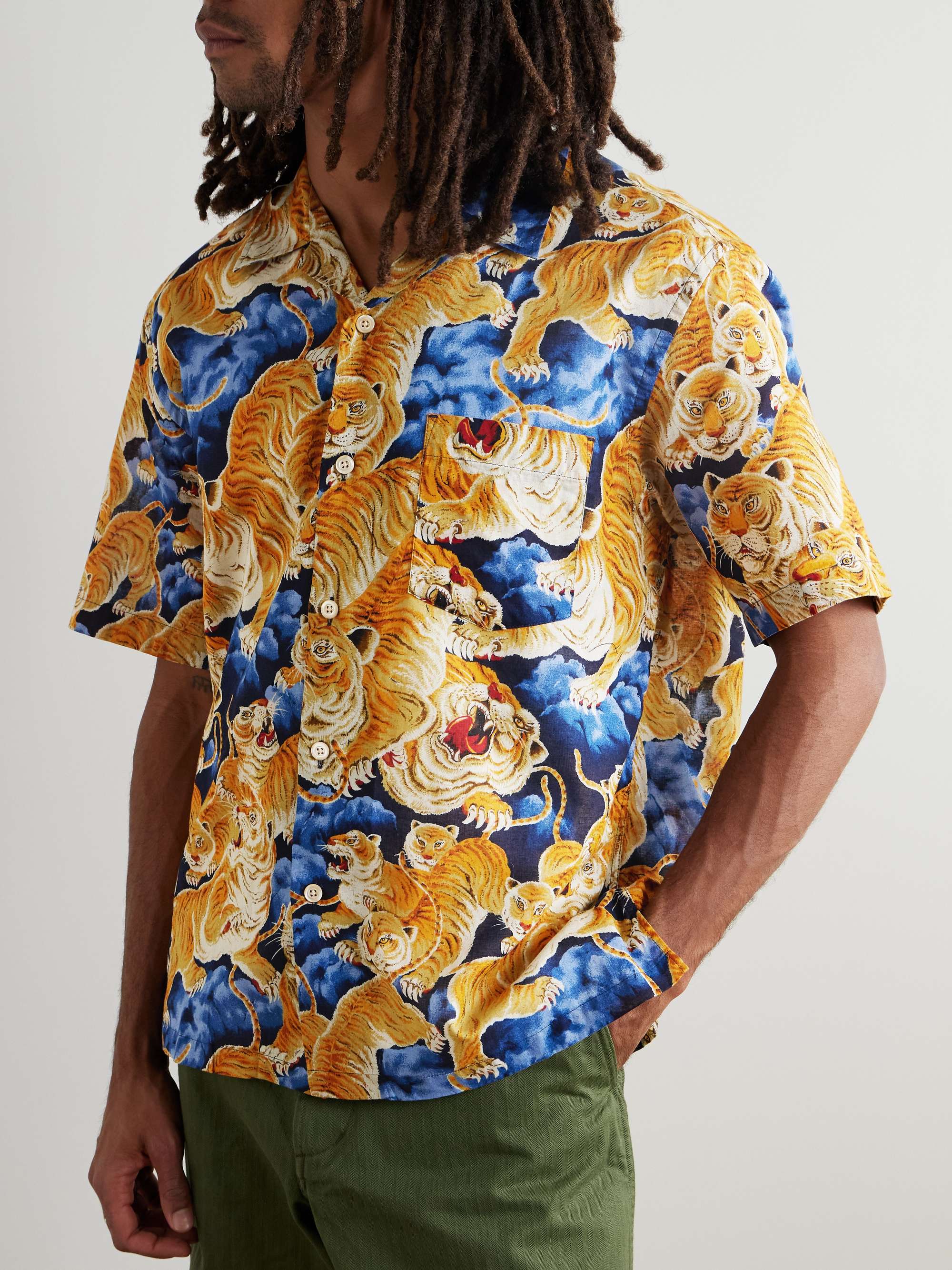 Camp-Collar Printed Cotton Shirt view