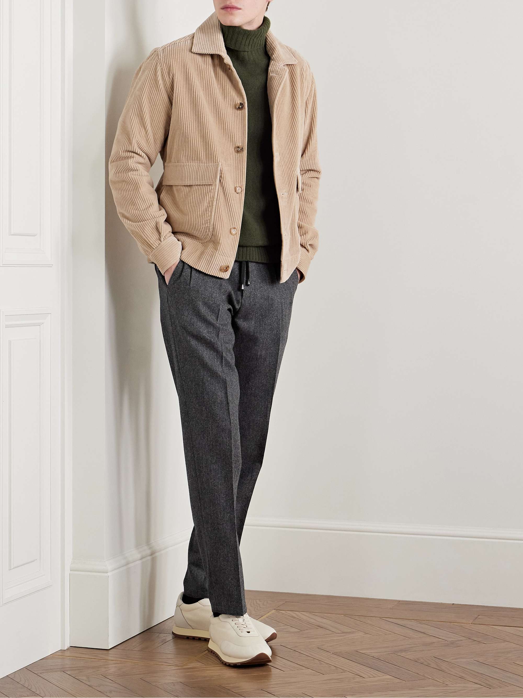 Tapered Wool-Blend Drawstring Trousers view