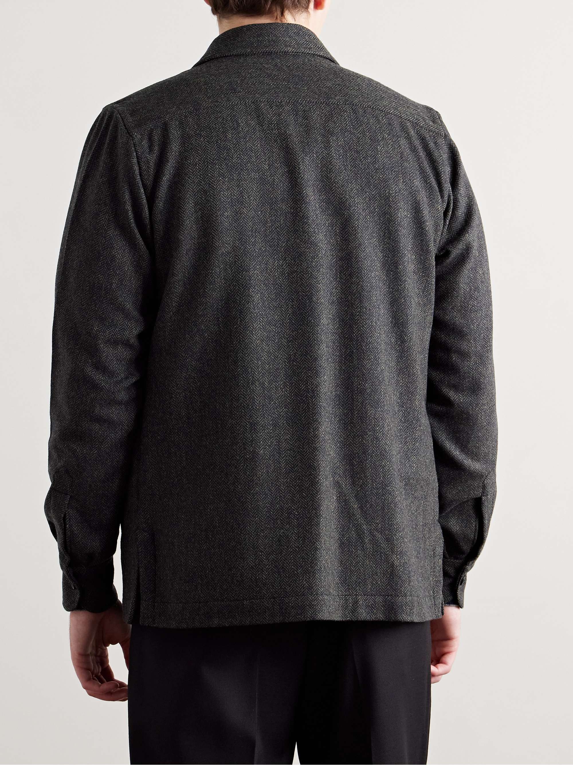 Herringbone Wool and Cashmere-Blend Jacket view