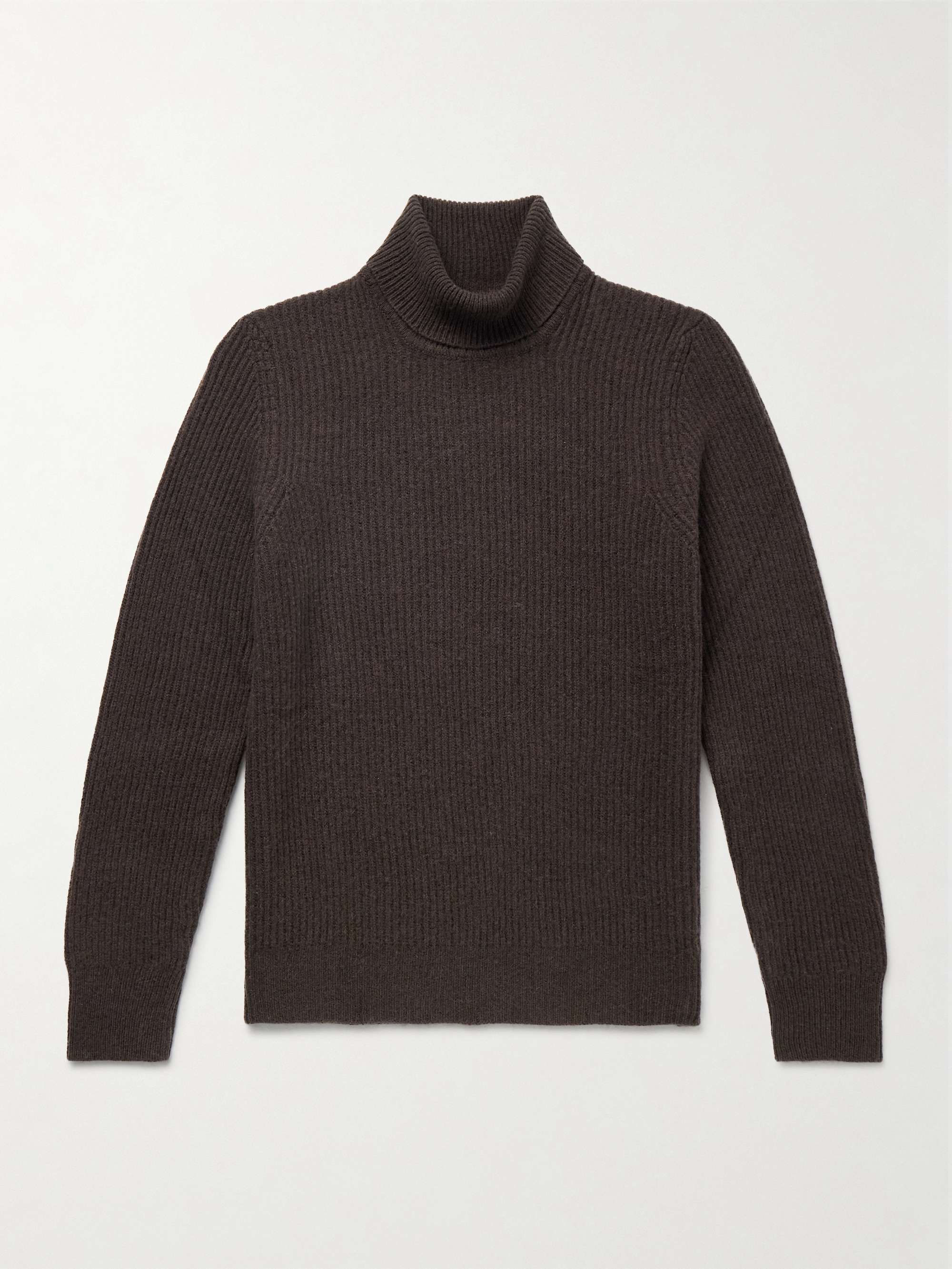 Slim-Fit Ribbed Merino Wool and Cashmere-Blend Rollneck Sweater view