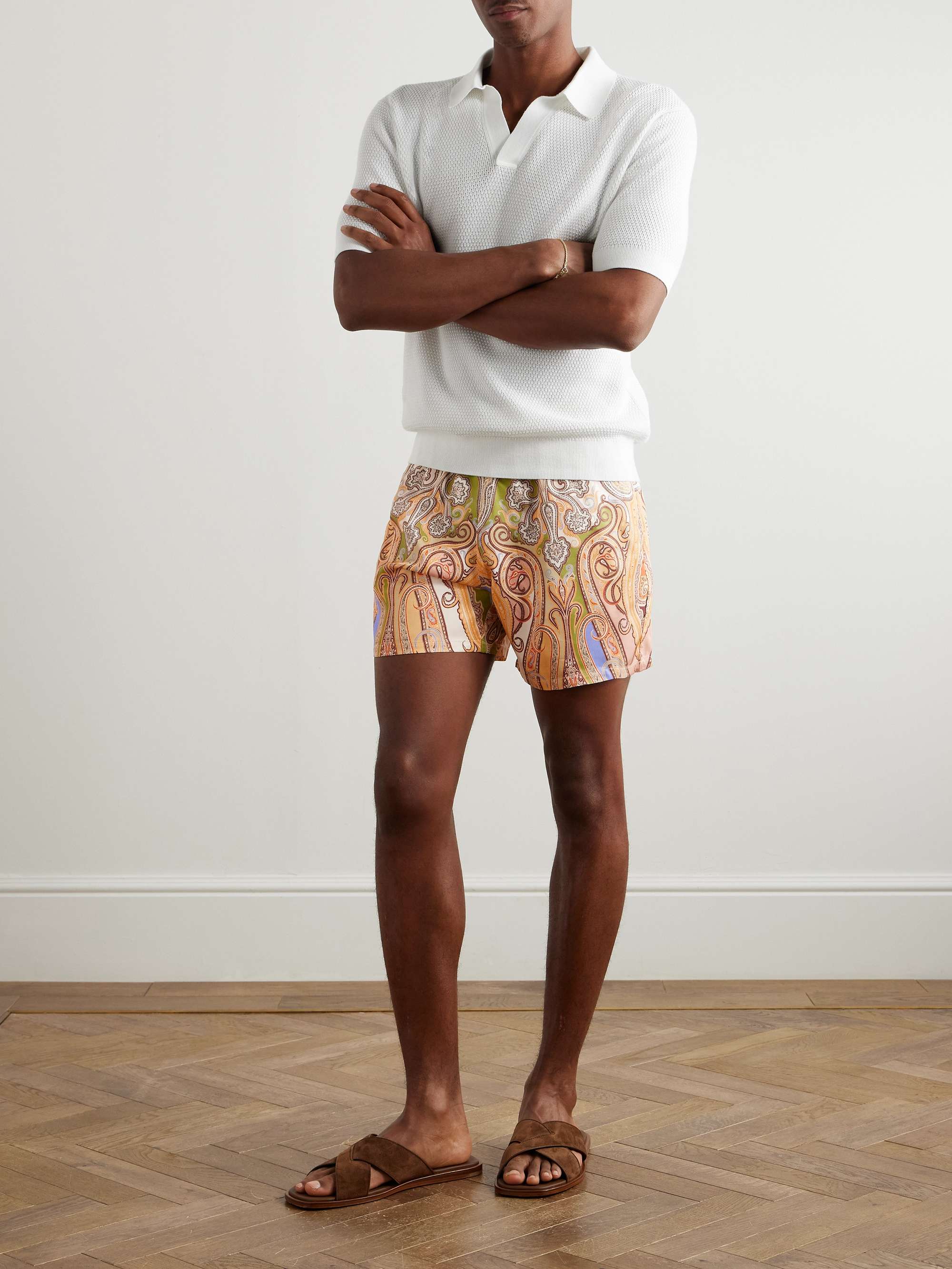 Straight-Leg Mid-Length Paisley-Print Swim Shorts view