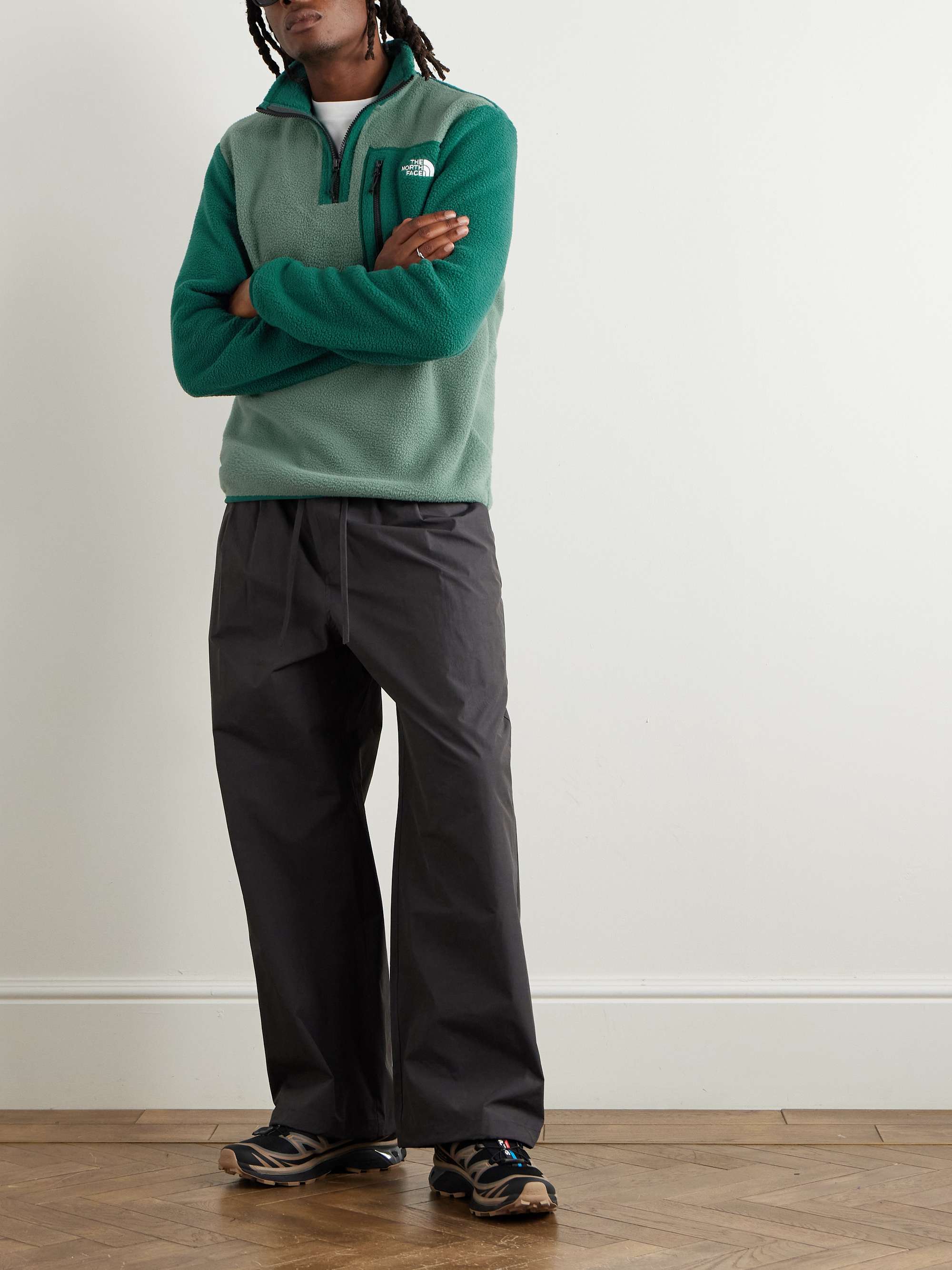 Yumiori Logo-Embroidered Colour-Block Fleece Half-Zip Jacket view
