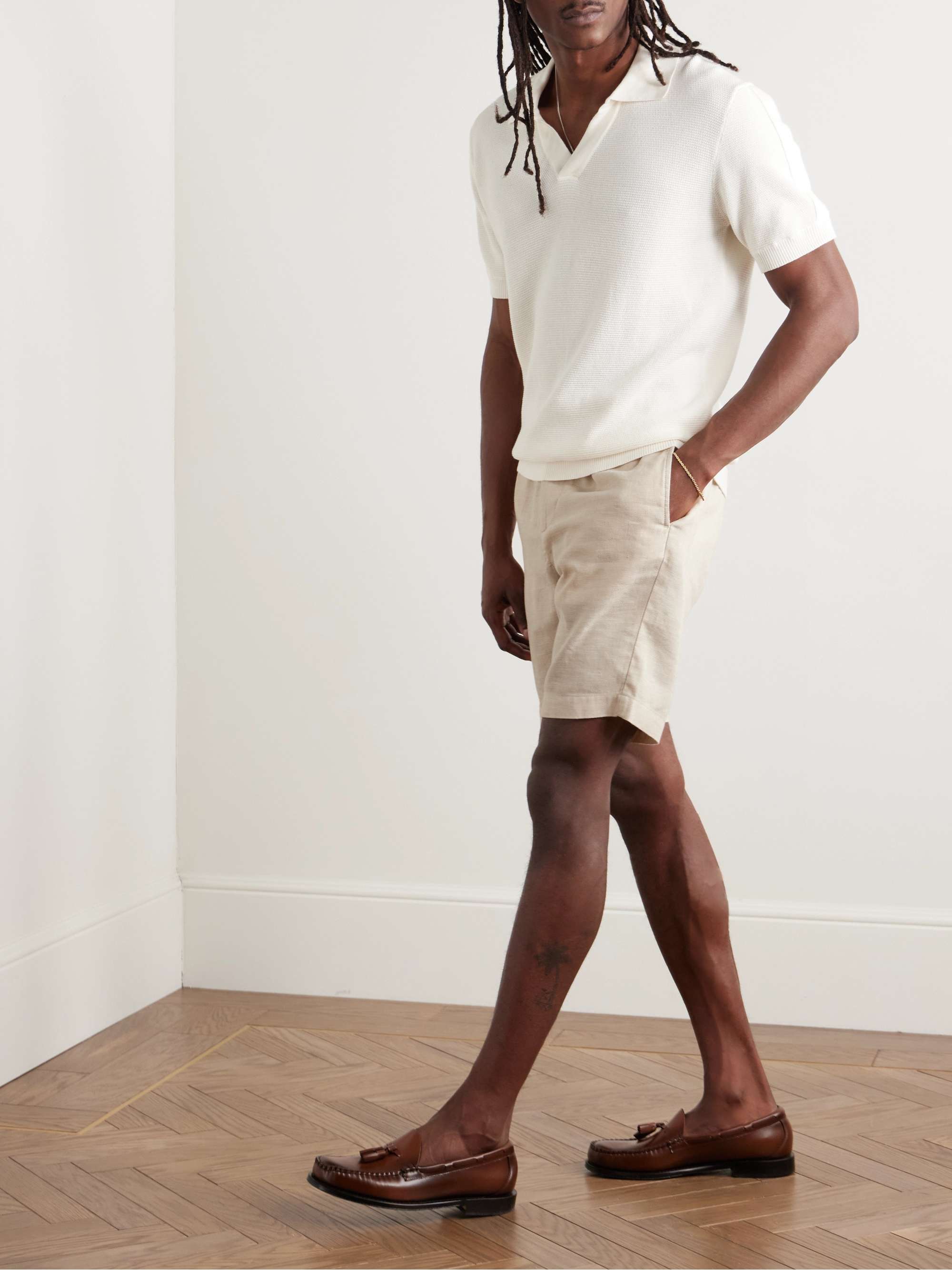 Felipe Straight-Leg Linen and Cotton-Blend Drawstring Shorts view