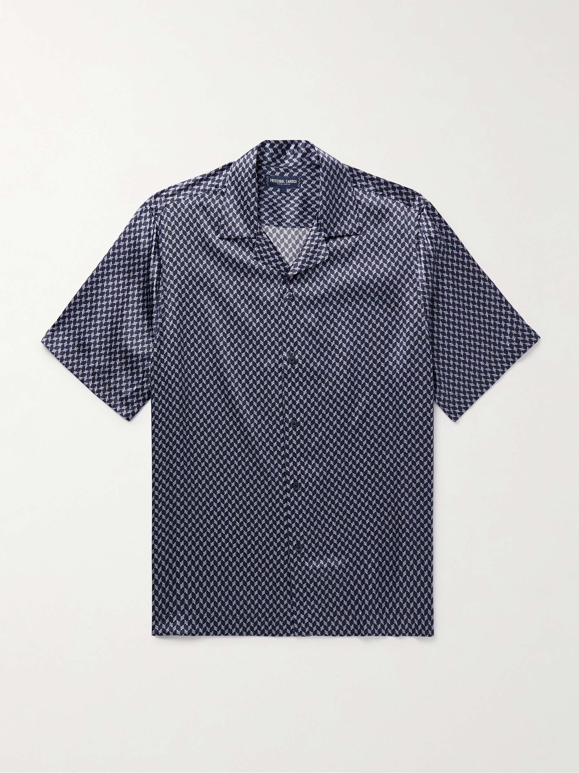 Roberto Camp-Collar Printed Silk-Satin Shirt view