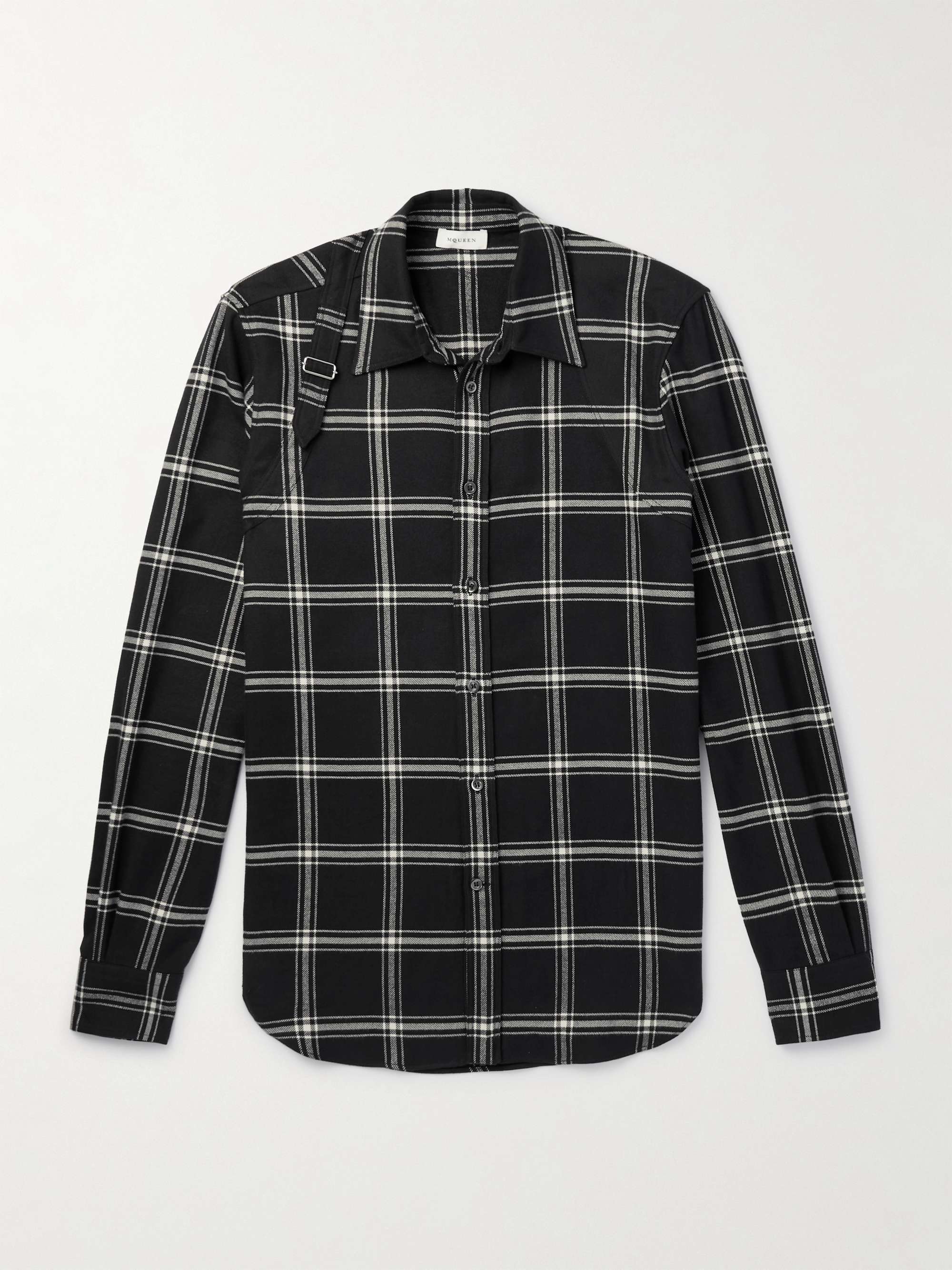 Harness-Detailed Checked Cotton-Flannel Shirt view