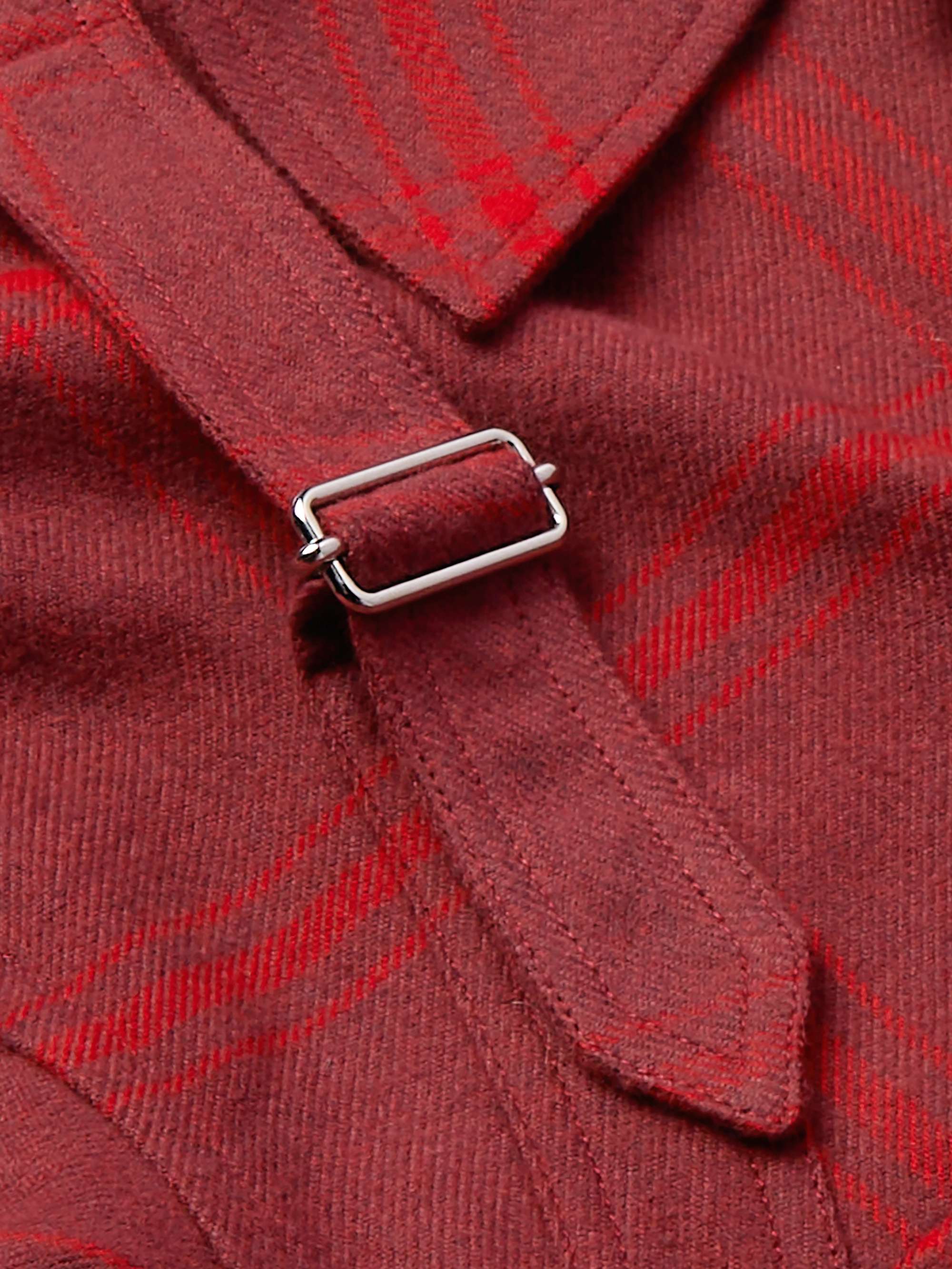 Oversized Camp-Collar Harness-Detailed Checked Cotton-Twill Shirt view