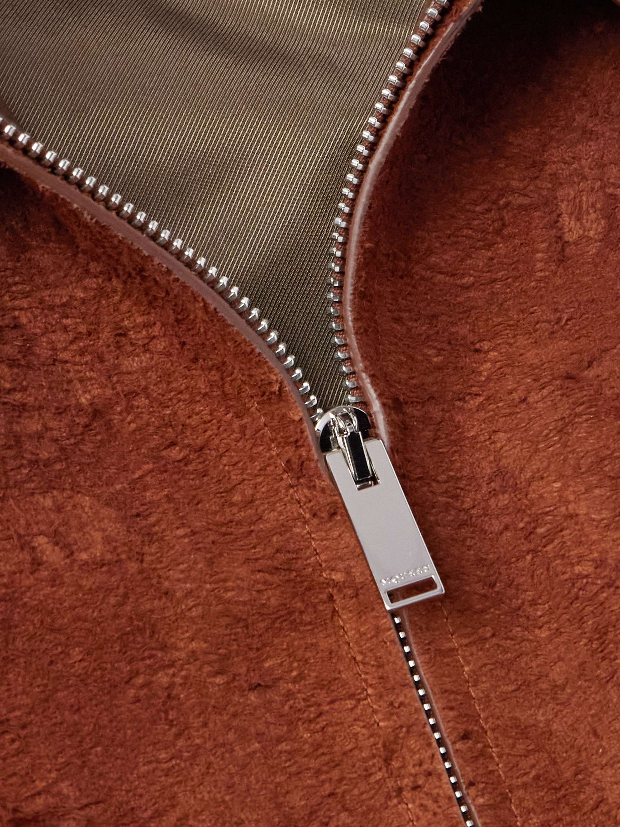 Textured-Suede Bomber Jacket view