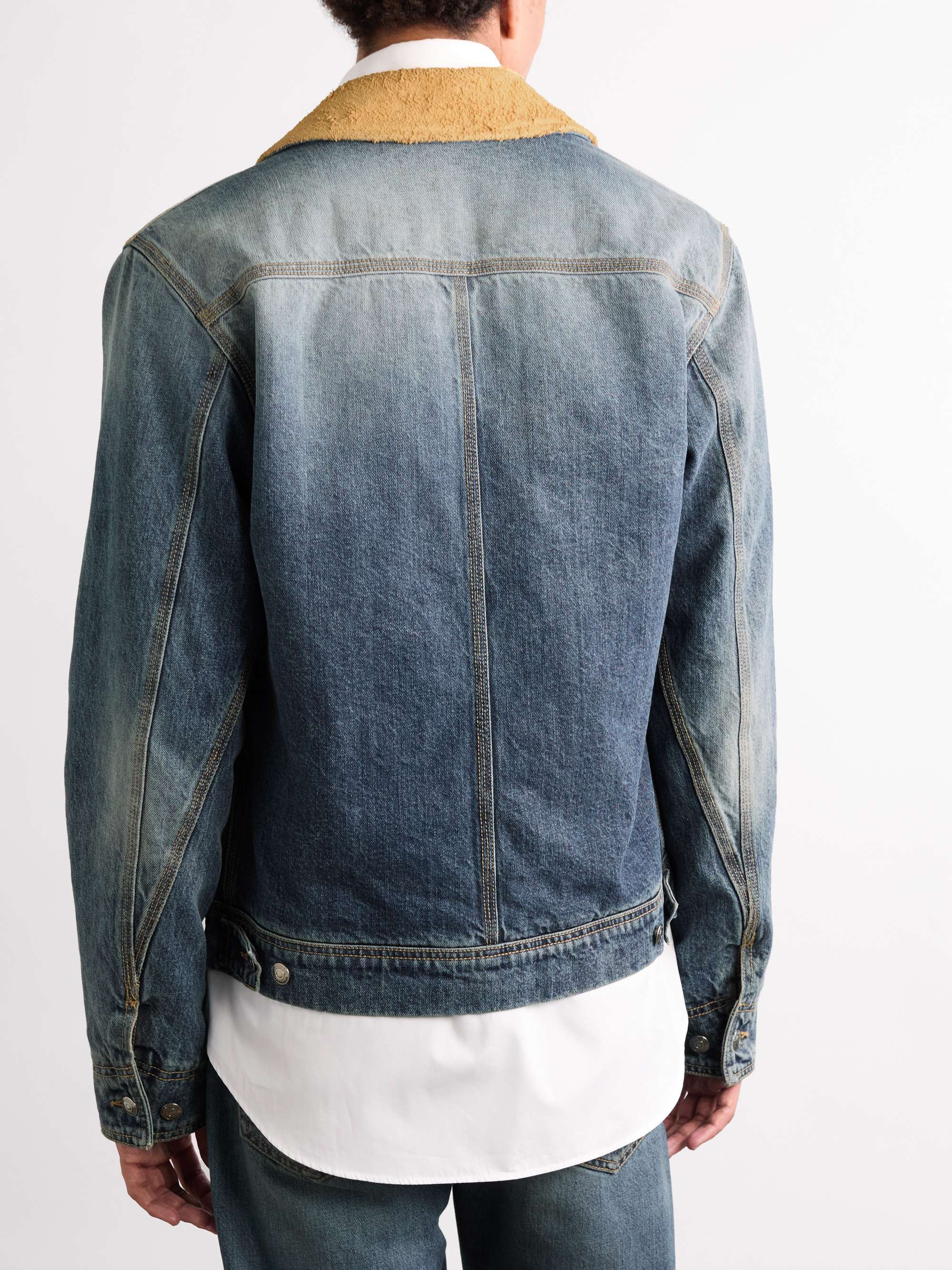 Suede-Trimmed Denim Jacket view