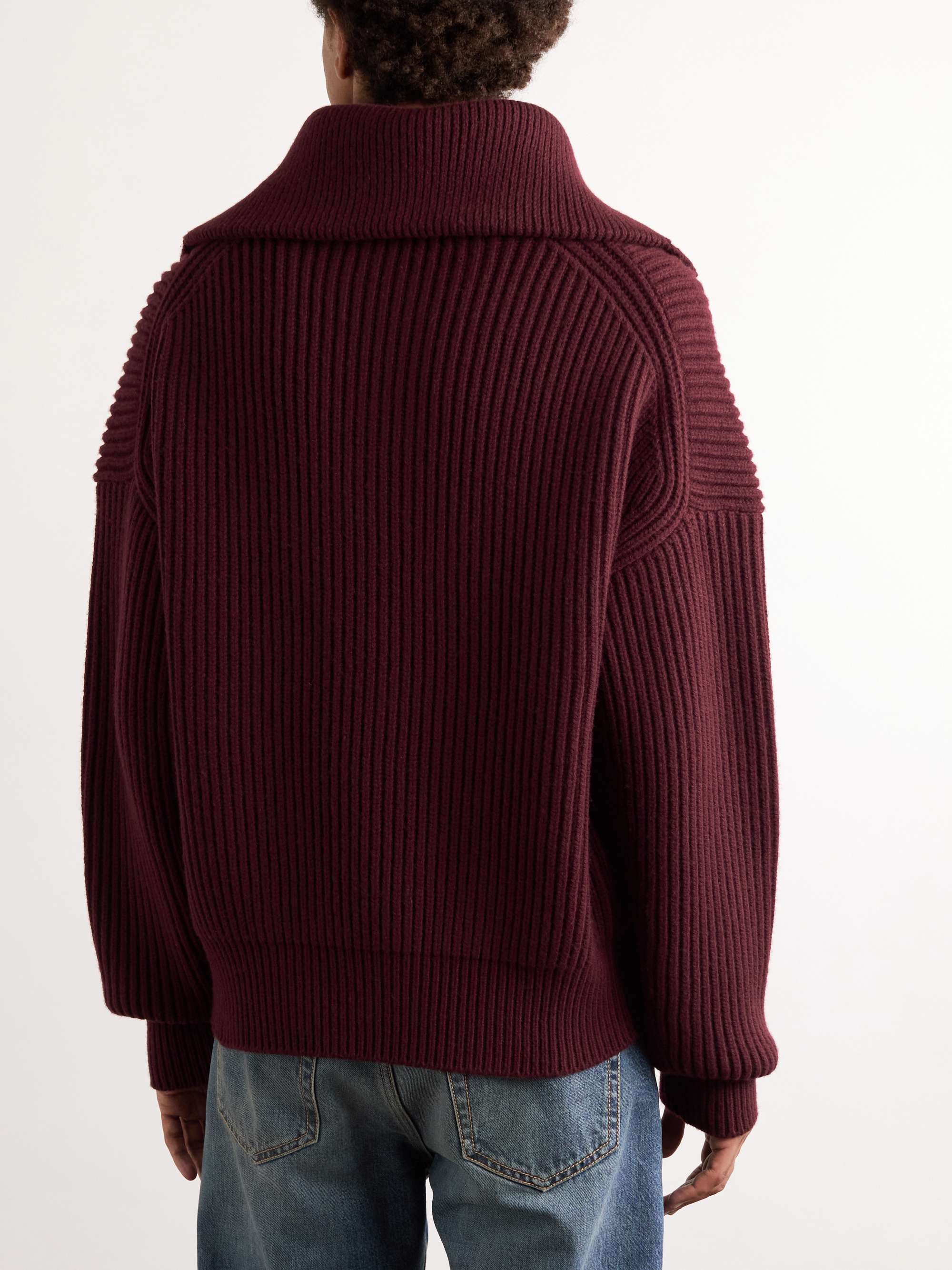 Ribbed Wool and Cashmere-Blend Half-Placket Sweater view