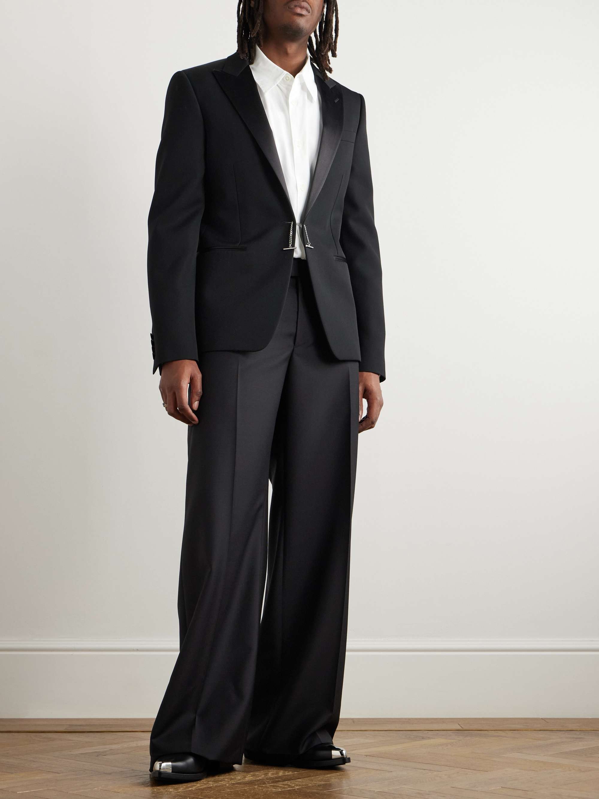 Slim-Fit Silk-Trimmed Grain de Poudre Wool Blazer view