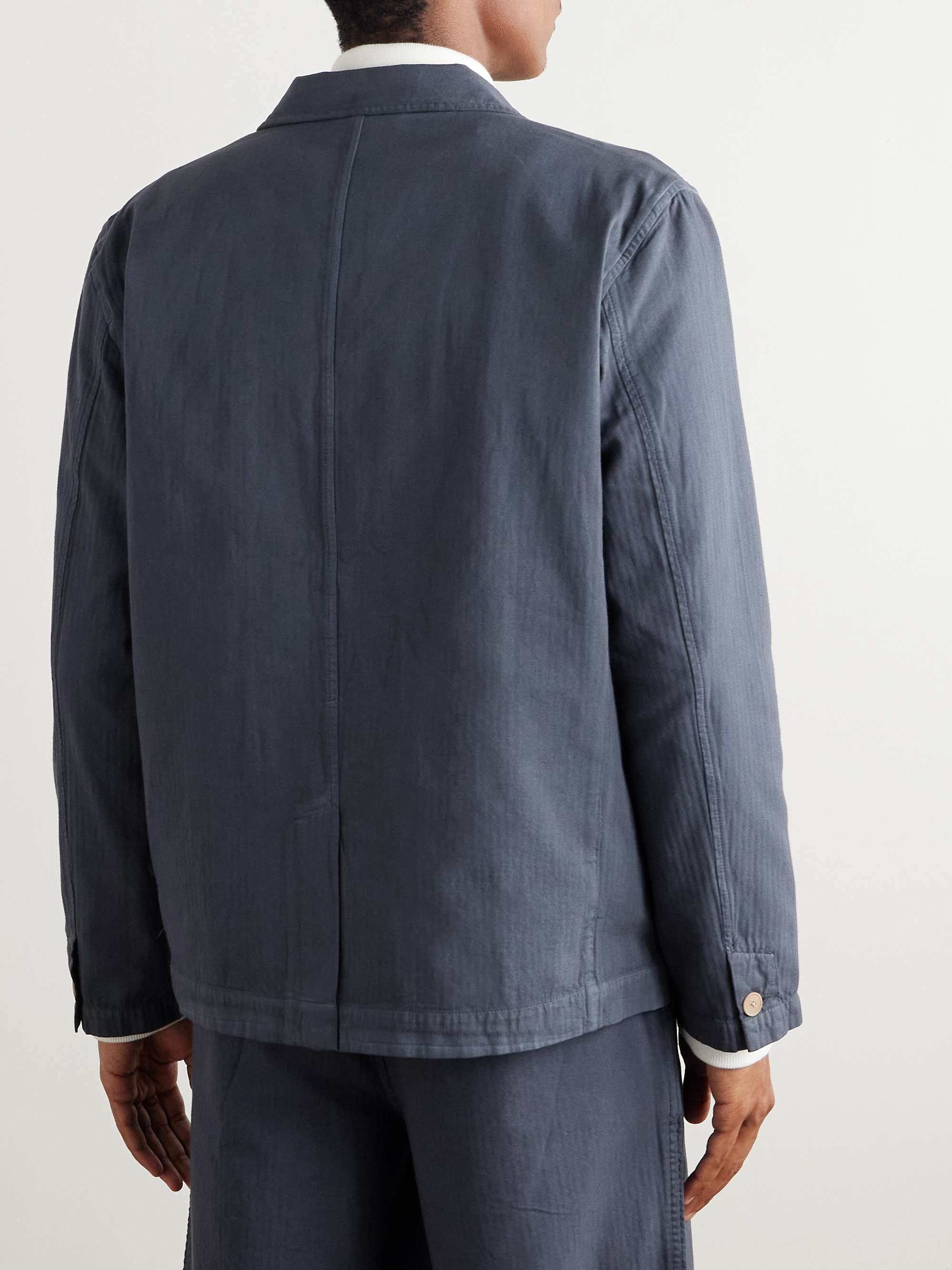 Unstructured Herringbone Cotton Blazer view