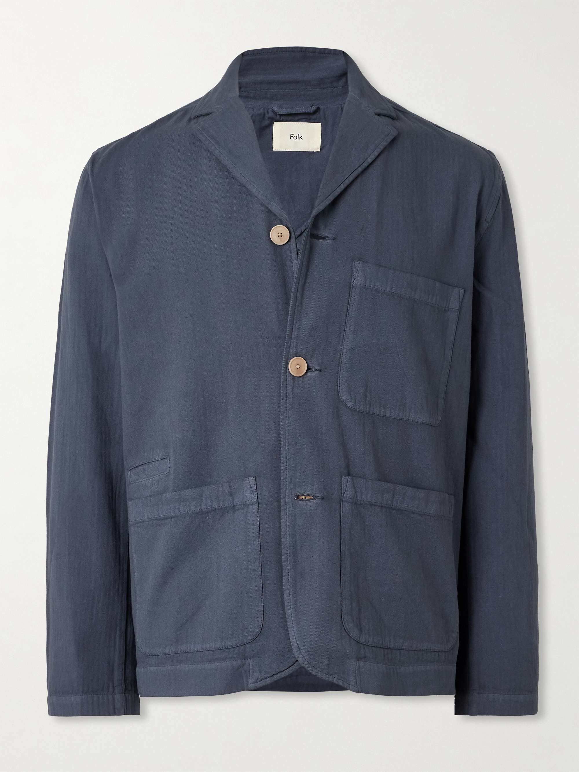 Unstructured Herringbone Cotton Blazer view
