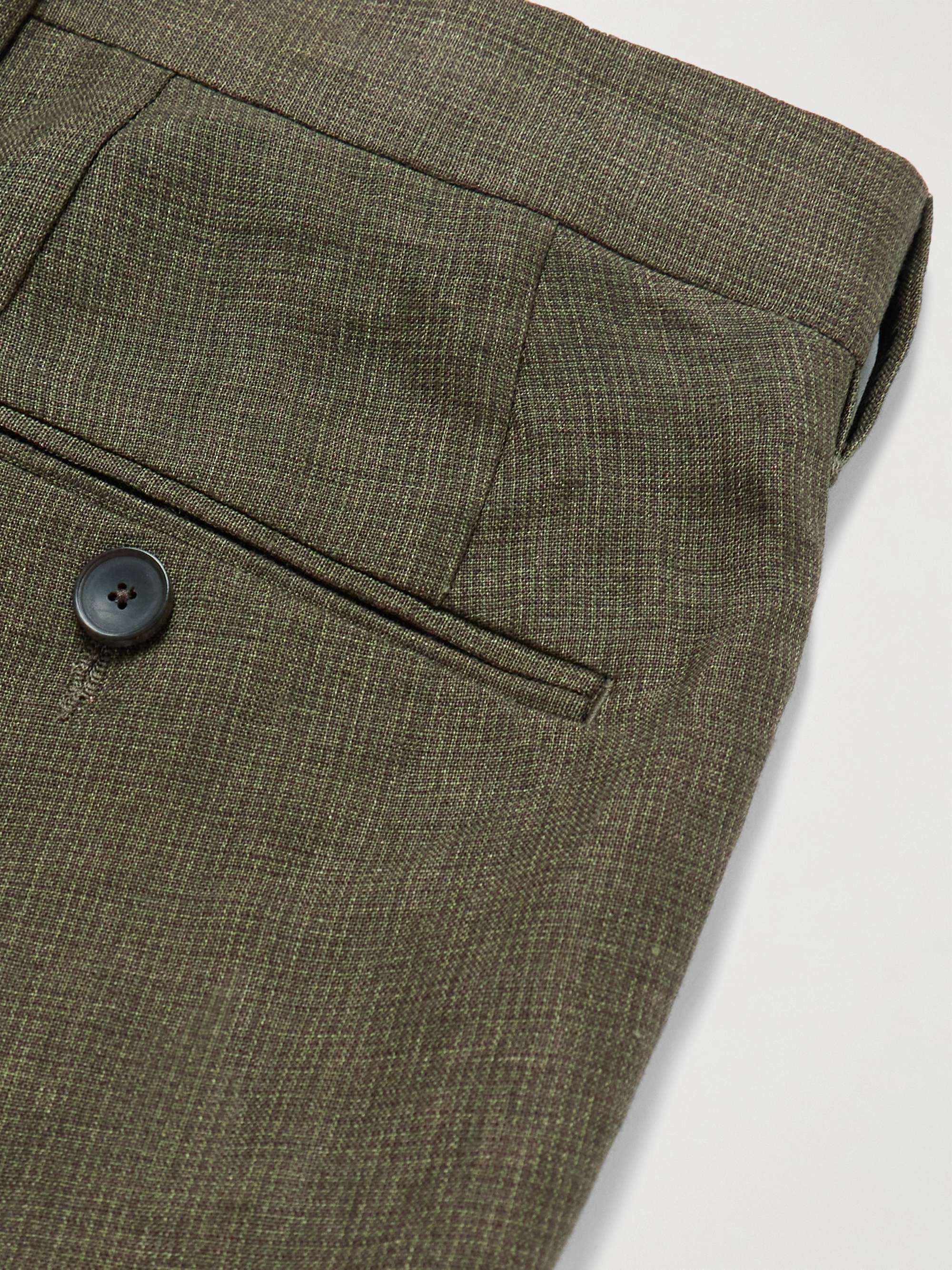 Straight-Leg Puppytooth Linen Suit Trousers view