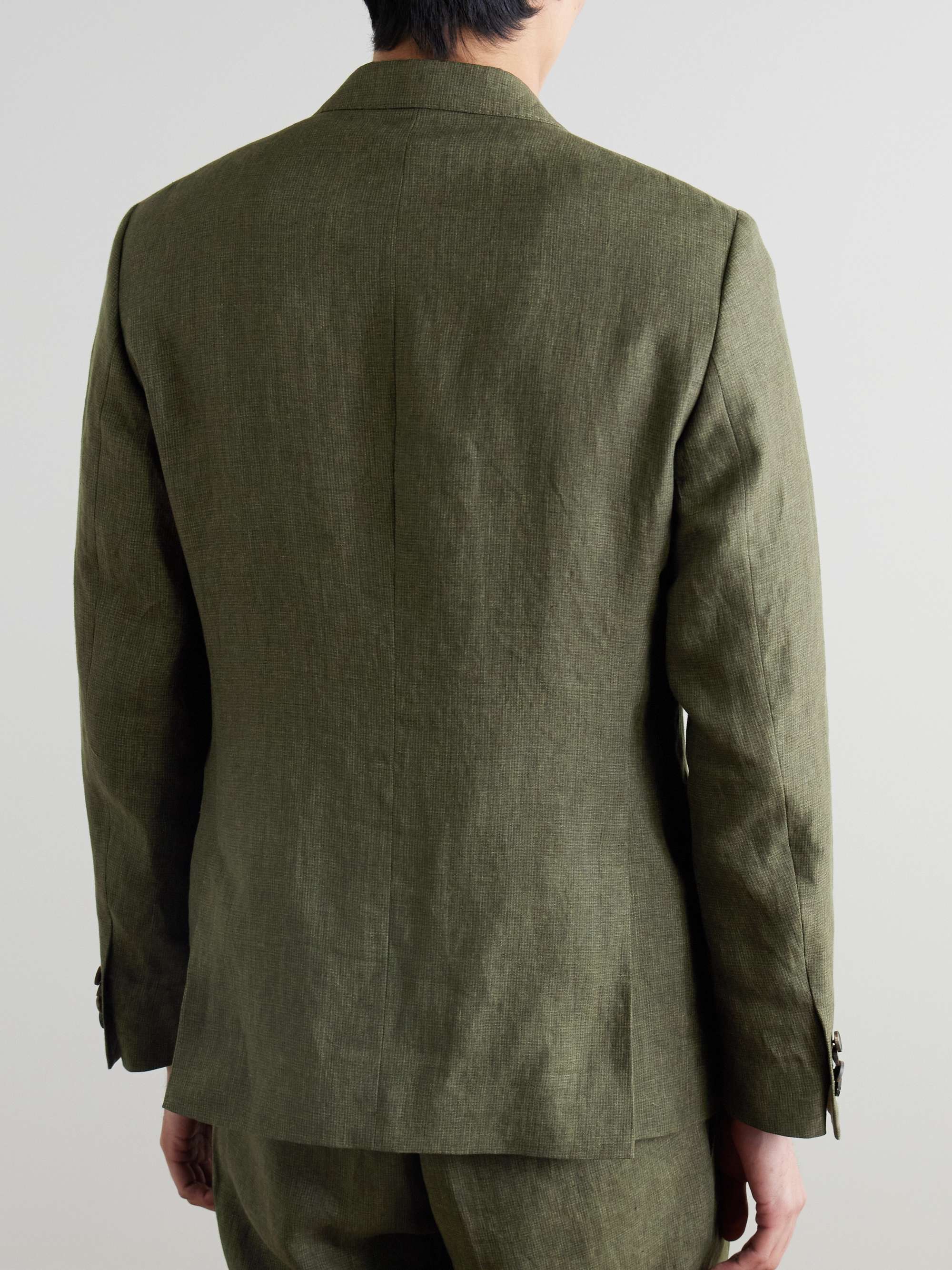 Double-Breasted Puppytooth Linen Suit Jacket view