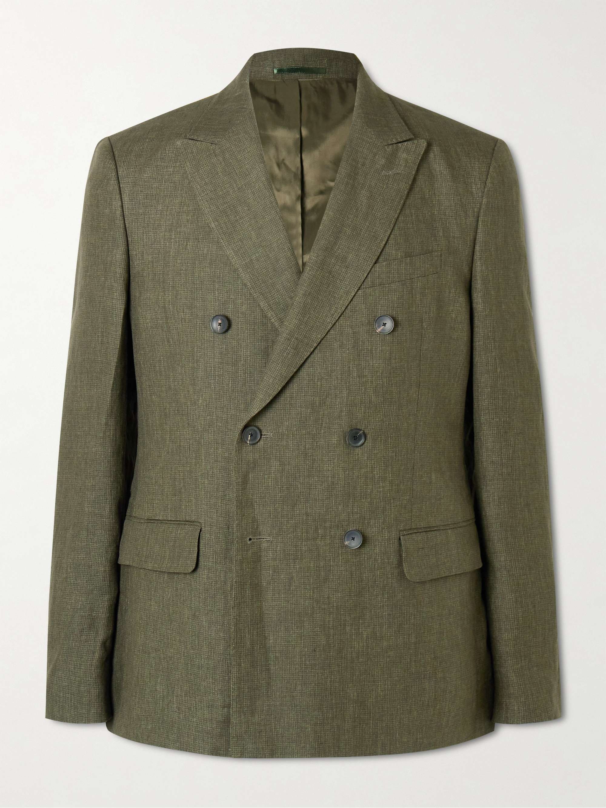 Double-Breasted Puppytooth Linen Suit Jacket view