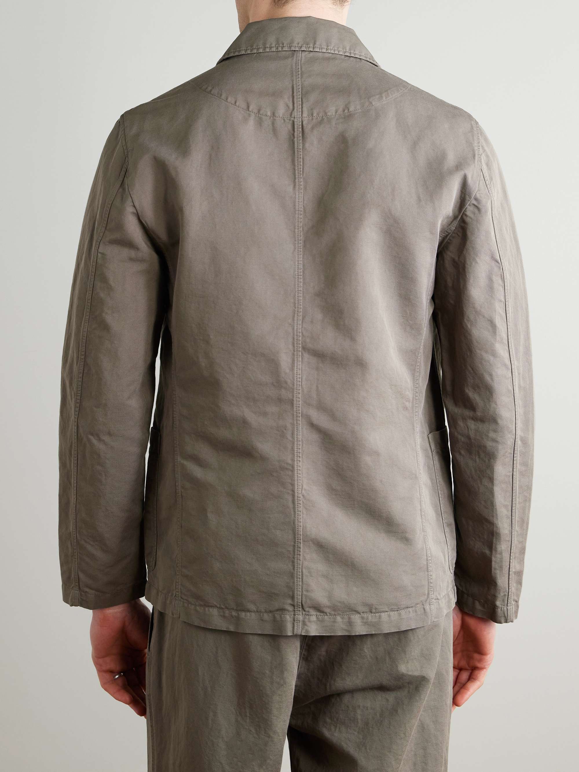 Unstructured Garment-Dyed Organic Cotton and Linen-Blend Suit Jacket view