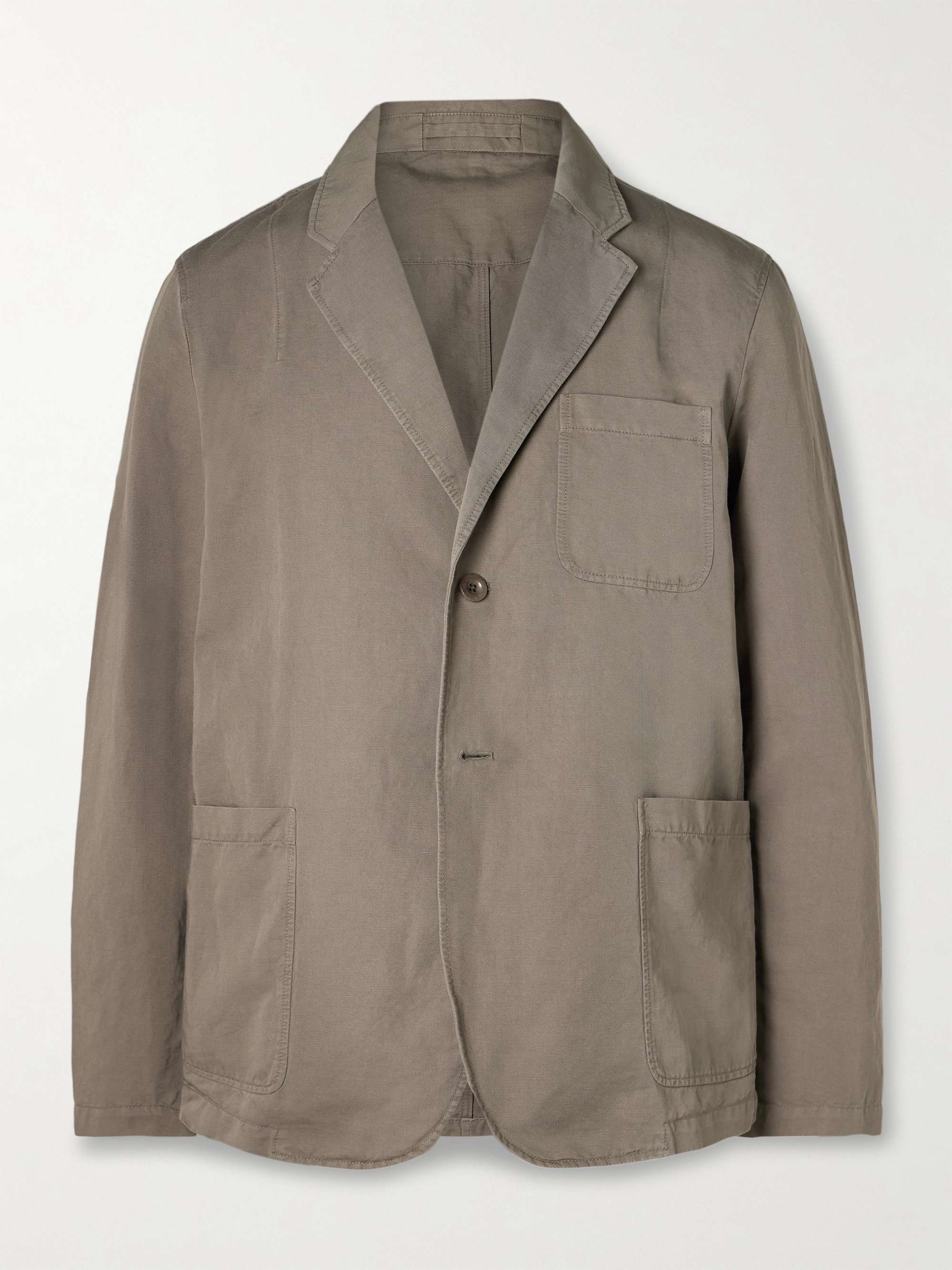 Unstructured Garment-Dyed Organic Cotton and Linen-Blend Suit Jacket view