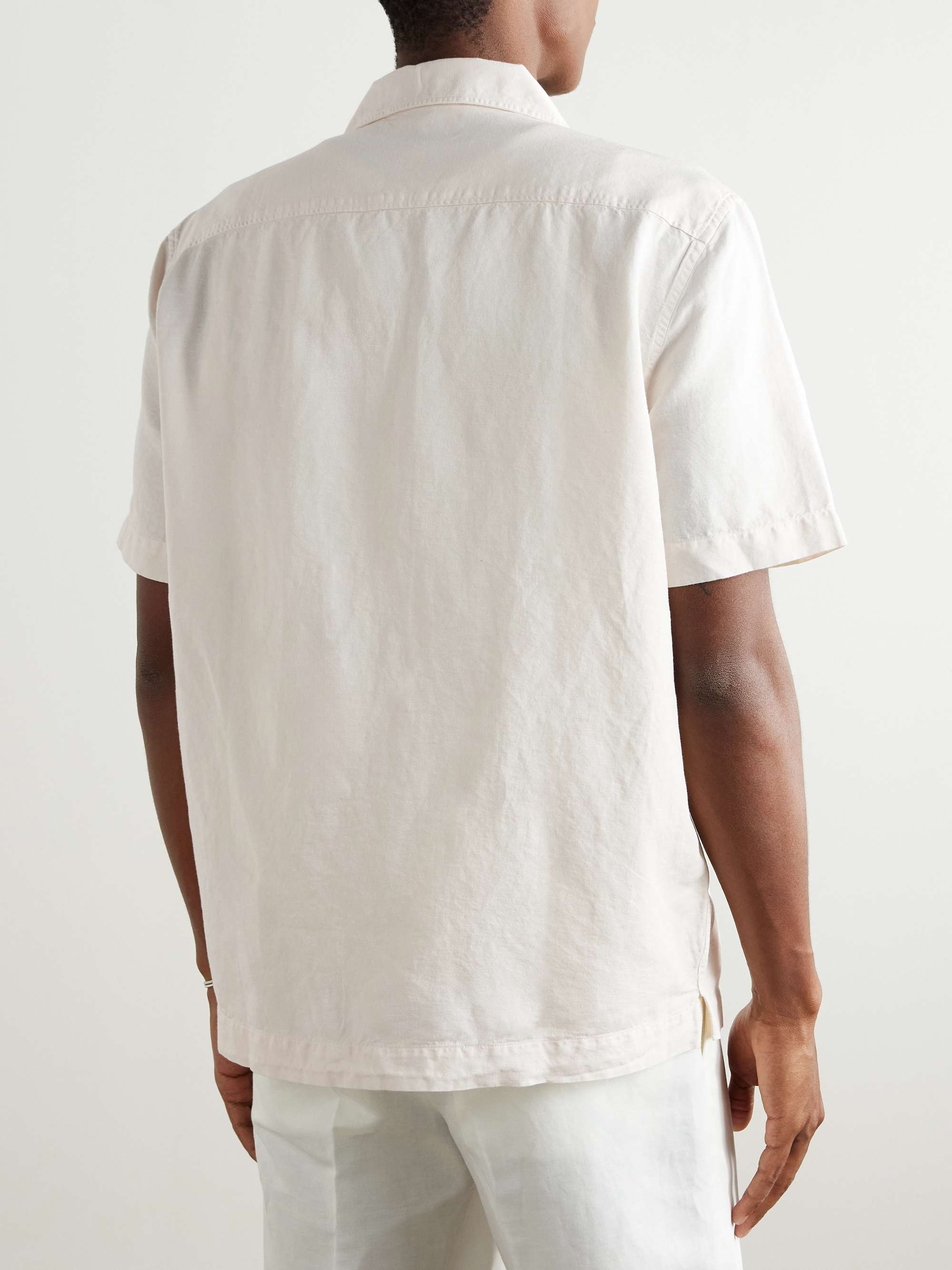 Camp-Collar Cotton and Linen-Blend Twill Shirt view