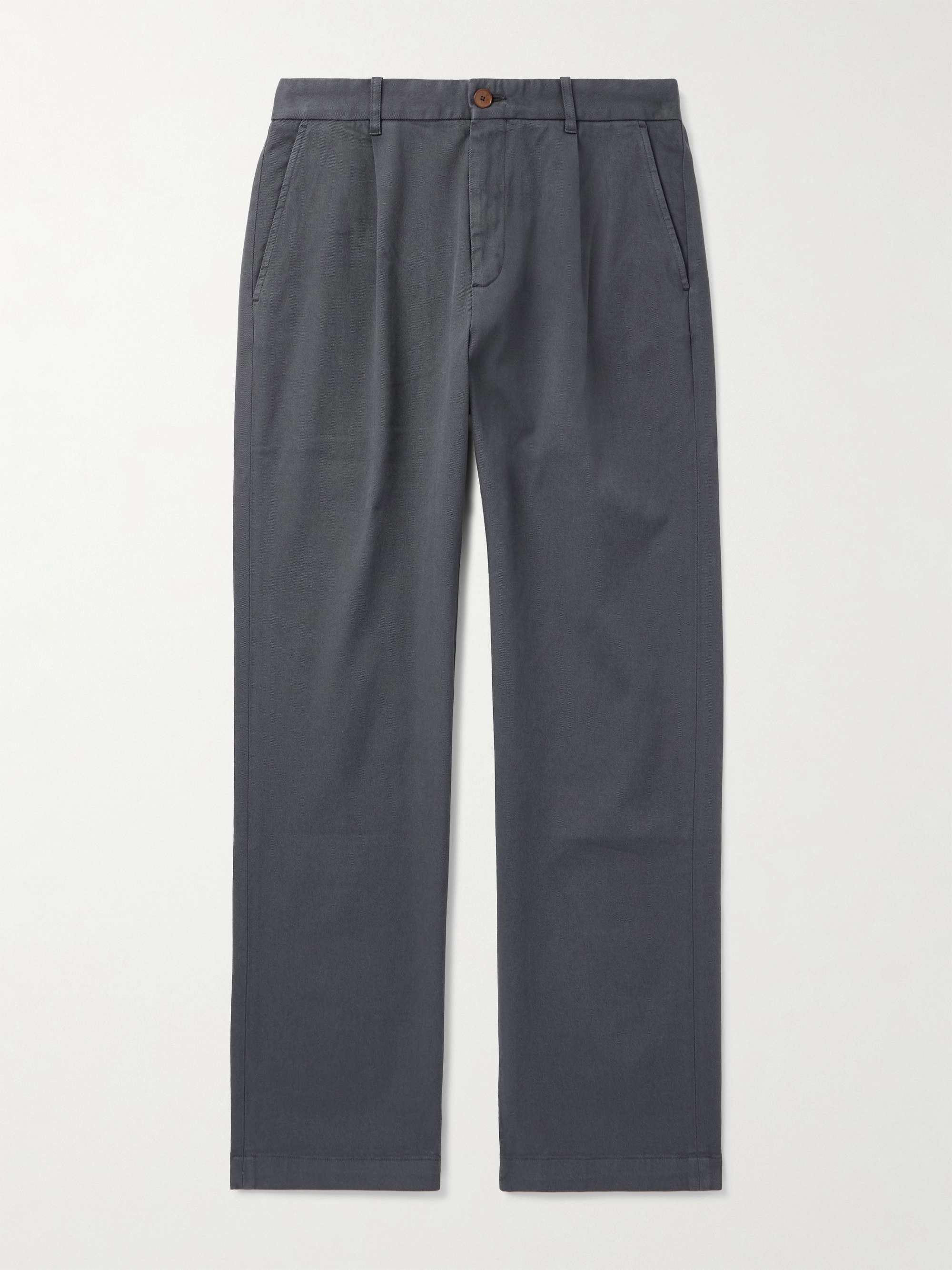 Edward Straight-Leg Pleated Cotton-Blend Cavalry Twill Trousers view