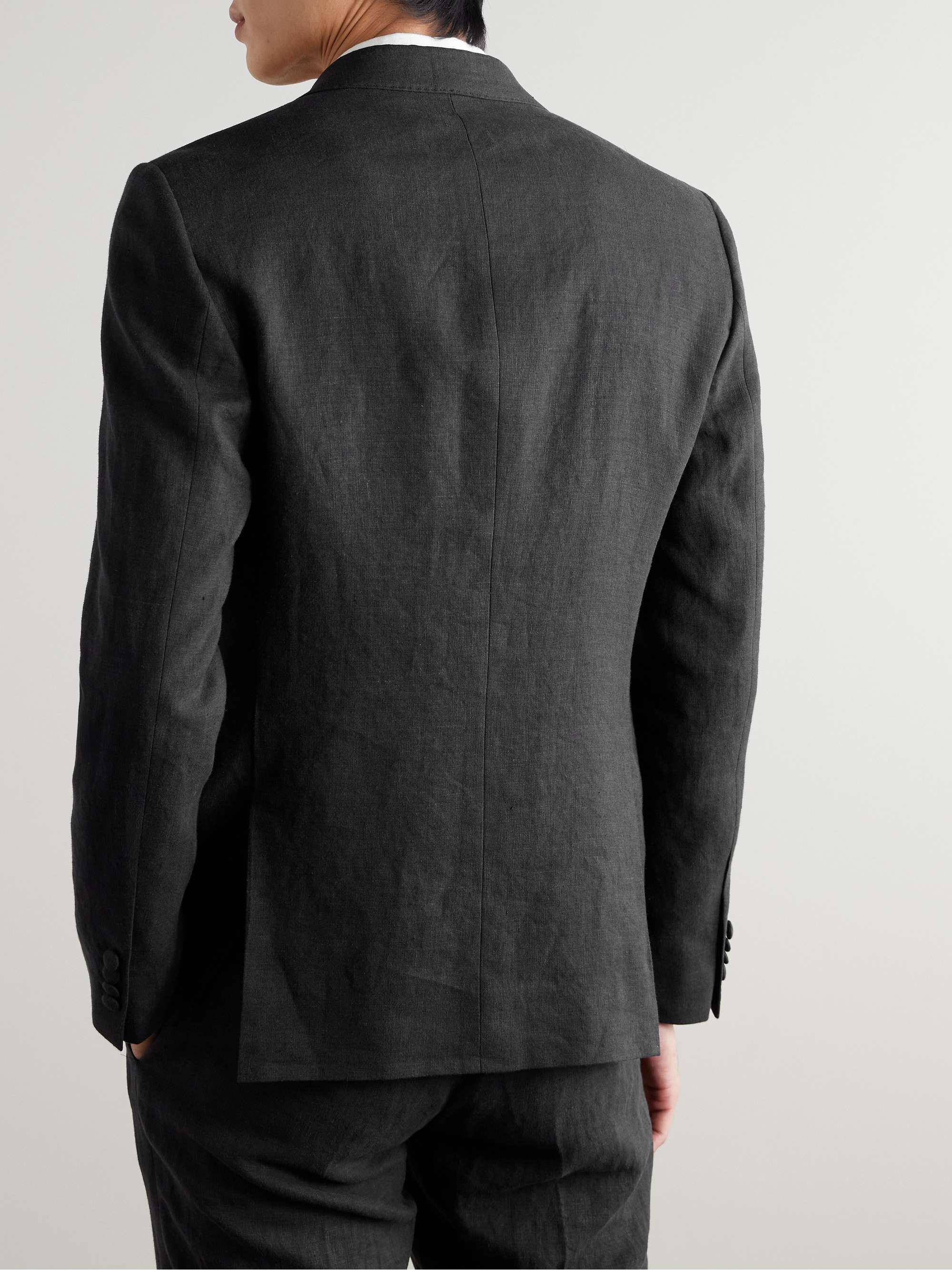 Double-Breasted Linen Tuxedo Jacket view