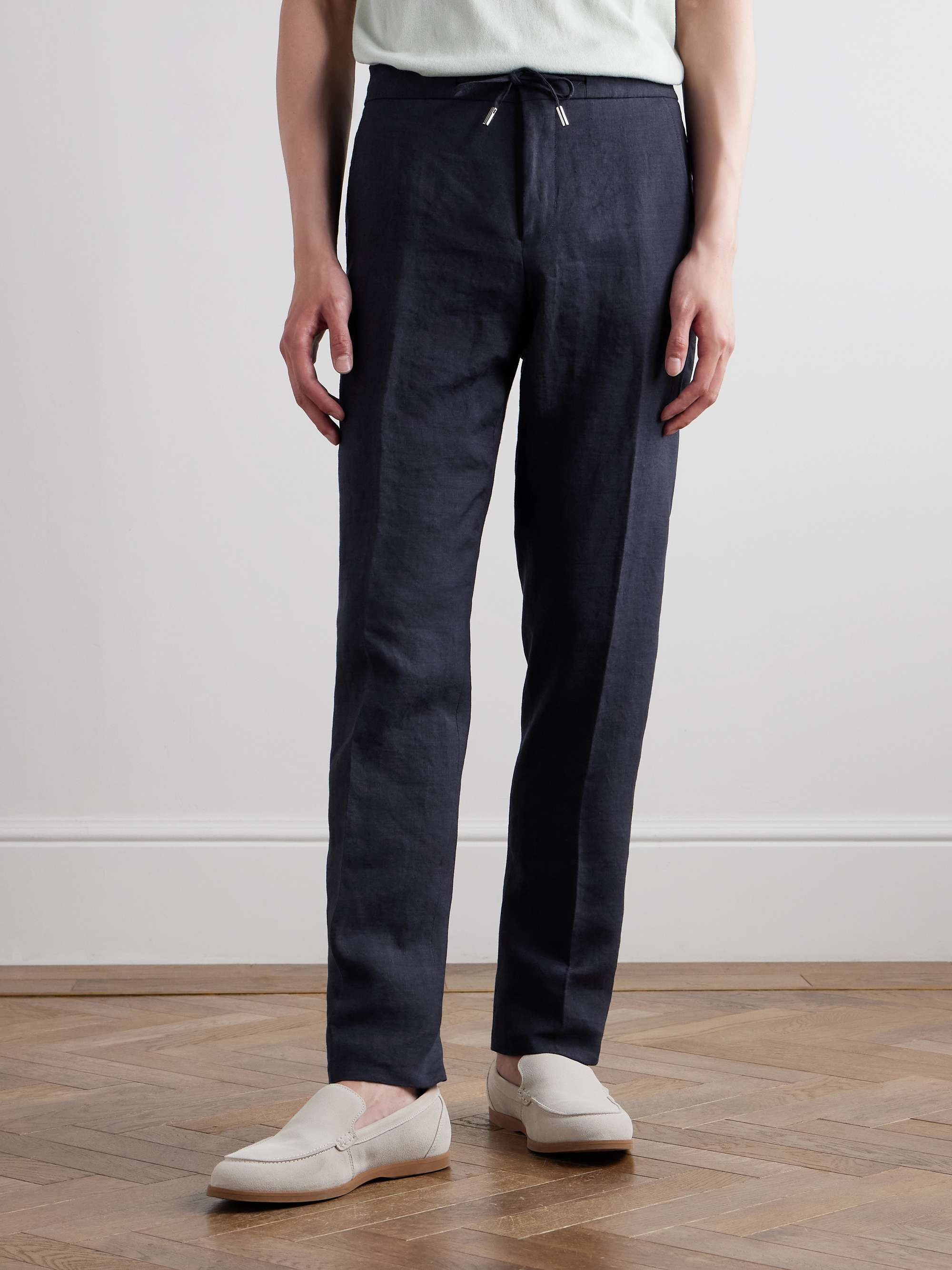 James Straight-Leg Linen Drawstring Trousers view