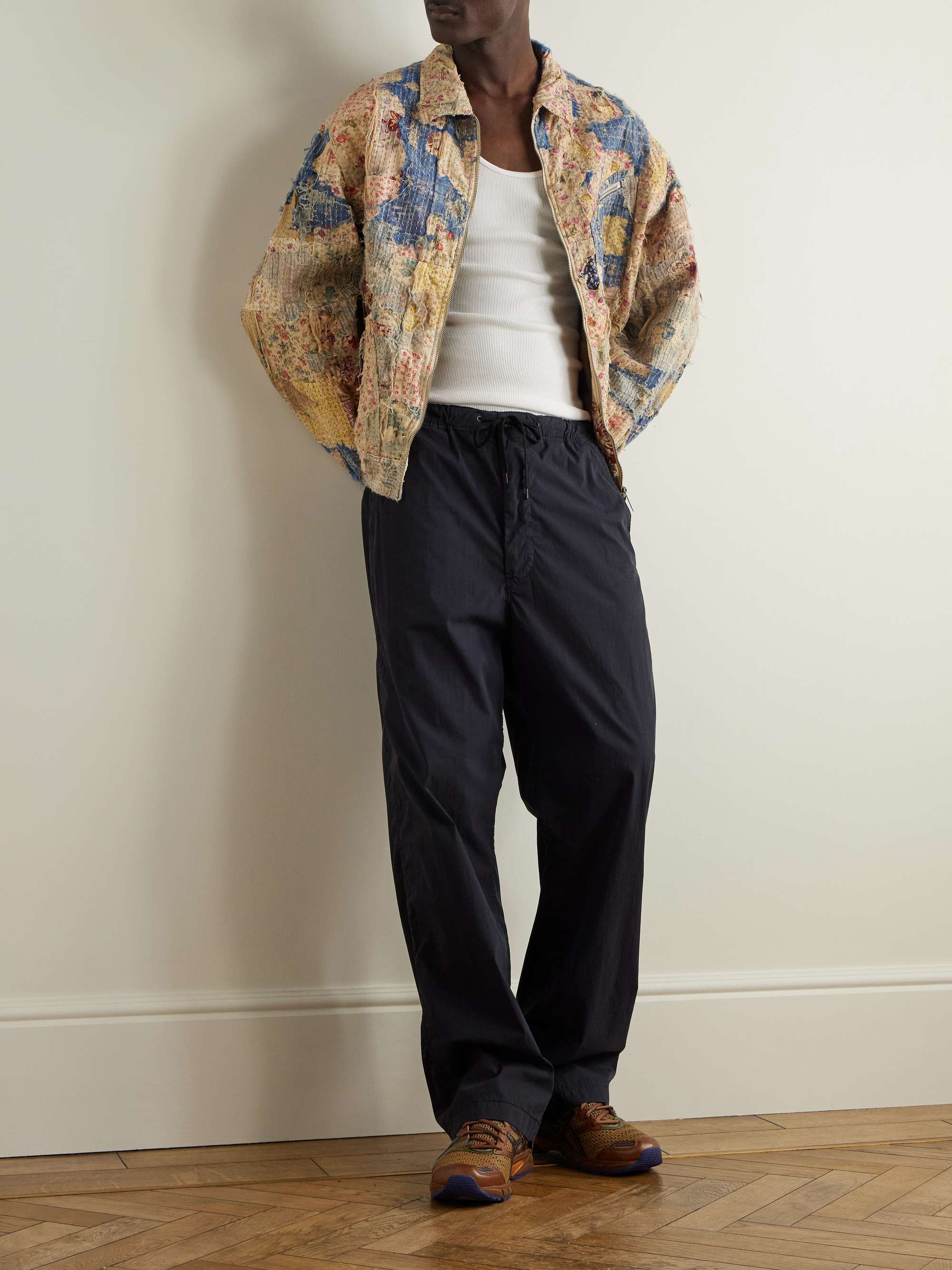 New Yorker Straight-Leg Cotton-Blend Drawstring Trousers view