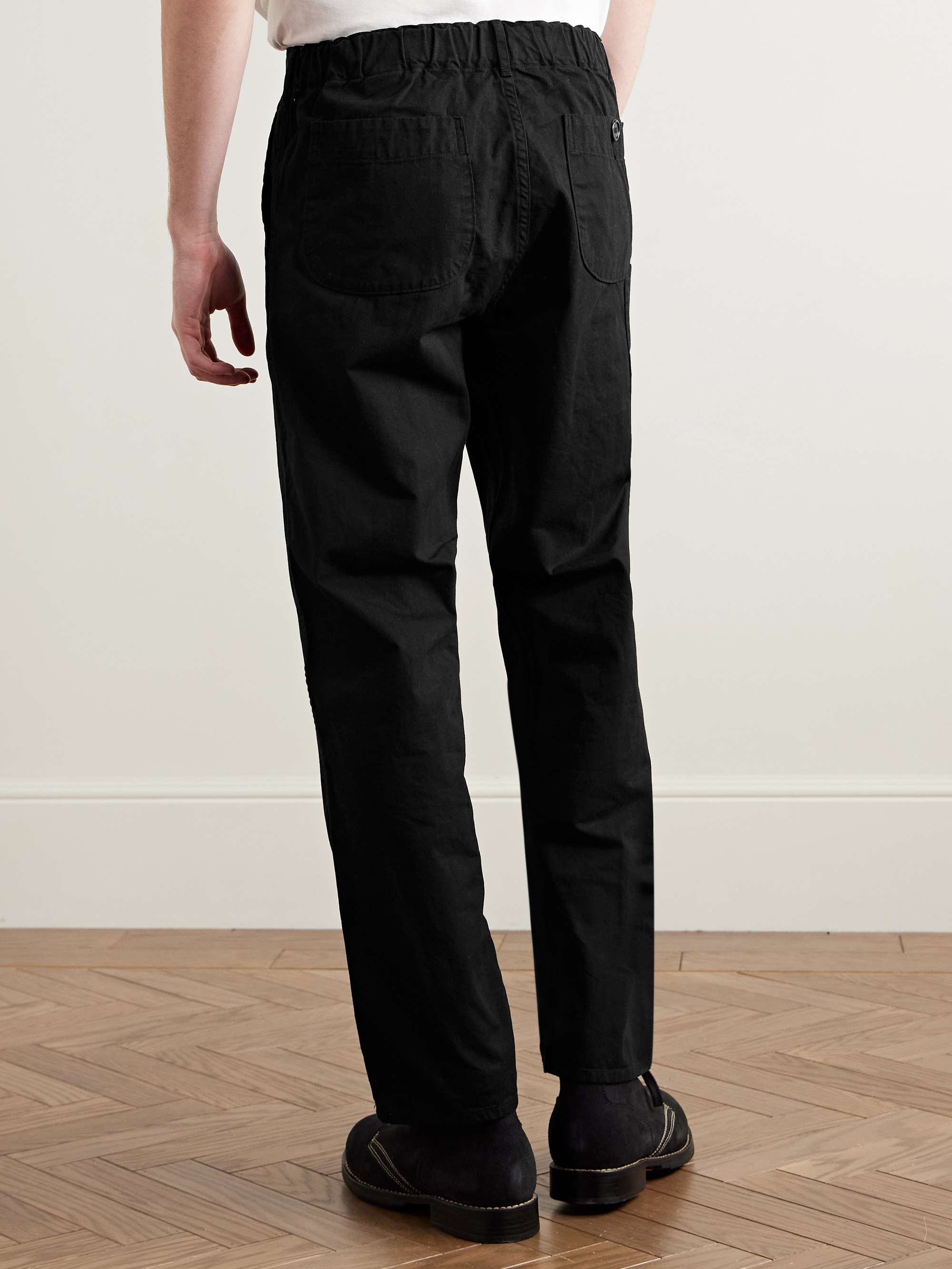 Straight-Leg Twill-Striped Cotton Trousers view