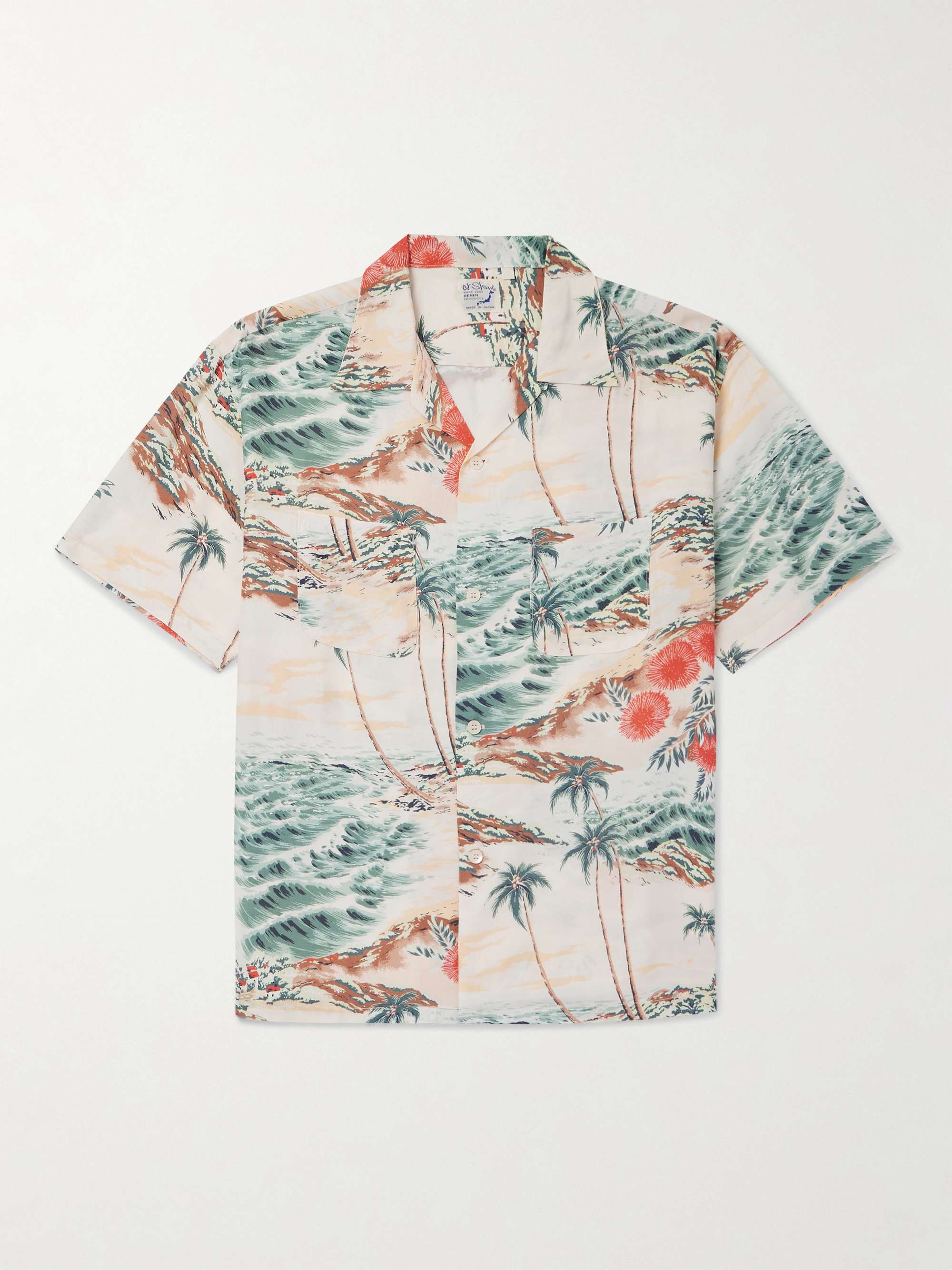 Convertible-Collar Printed Poplin Shirt view