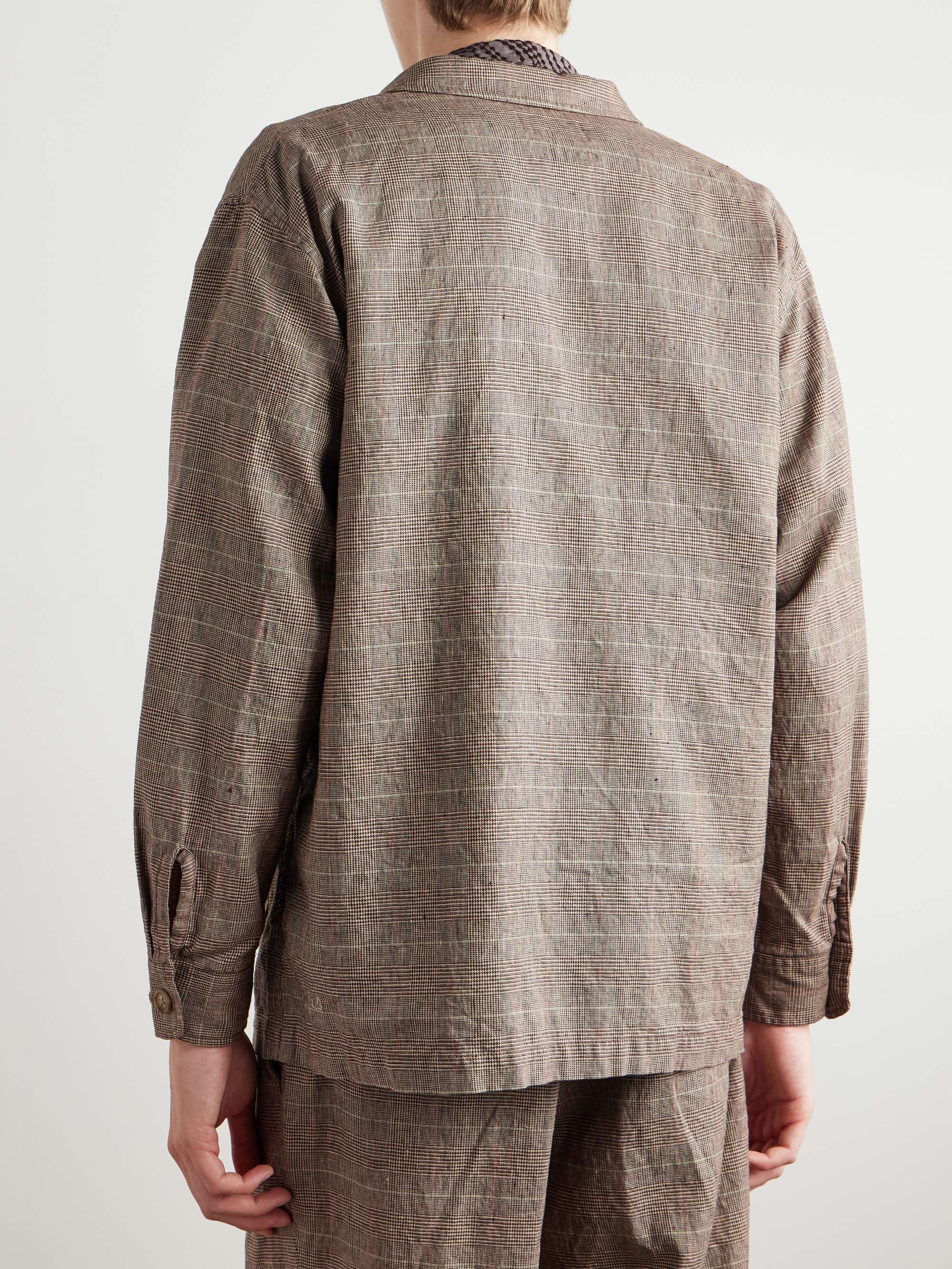 Oversized Unstructured Prince of Wales Checked Linen Suit Jacket view