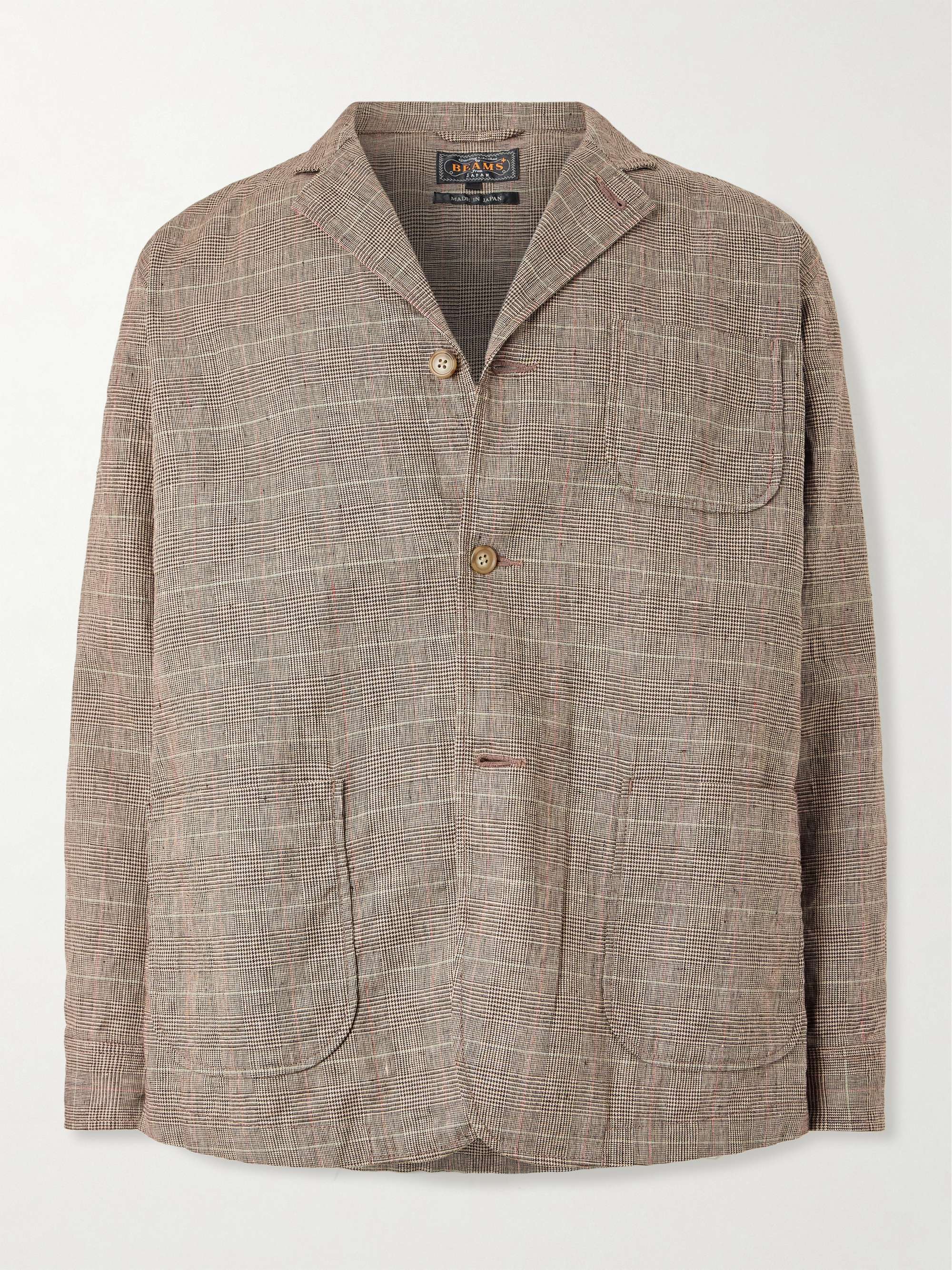 Oversized Unstructured Prince of Wales Checked Linen Suit Jacket view